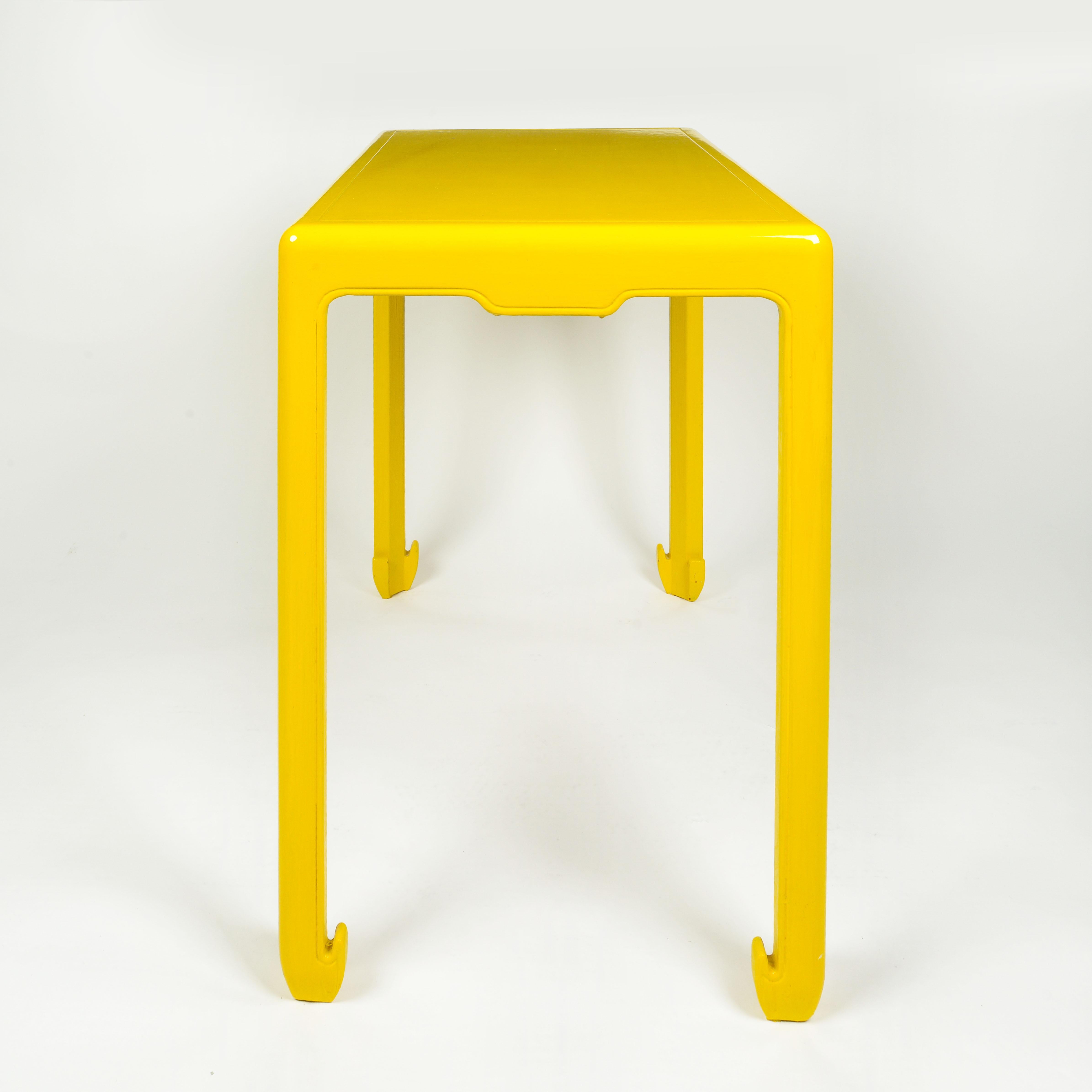 20th Century A Ming Style Yellow Lacquer Console Table For Sale