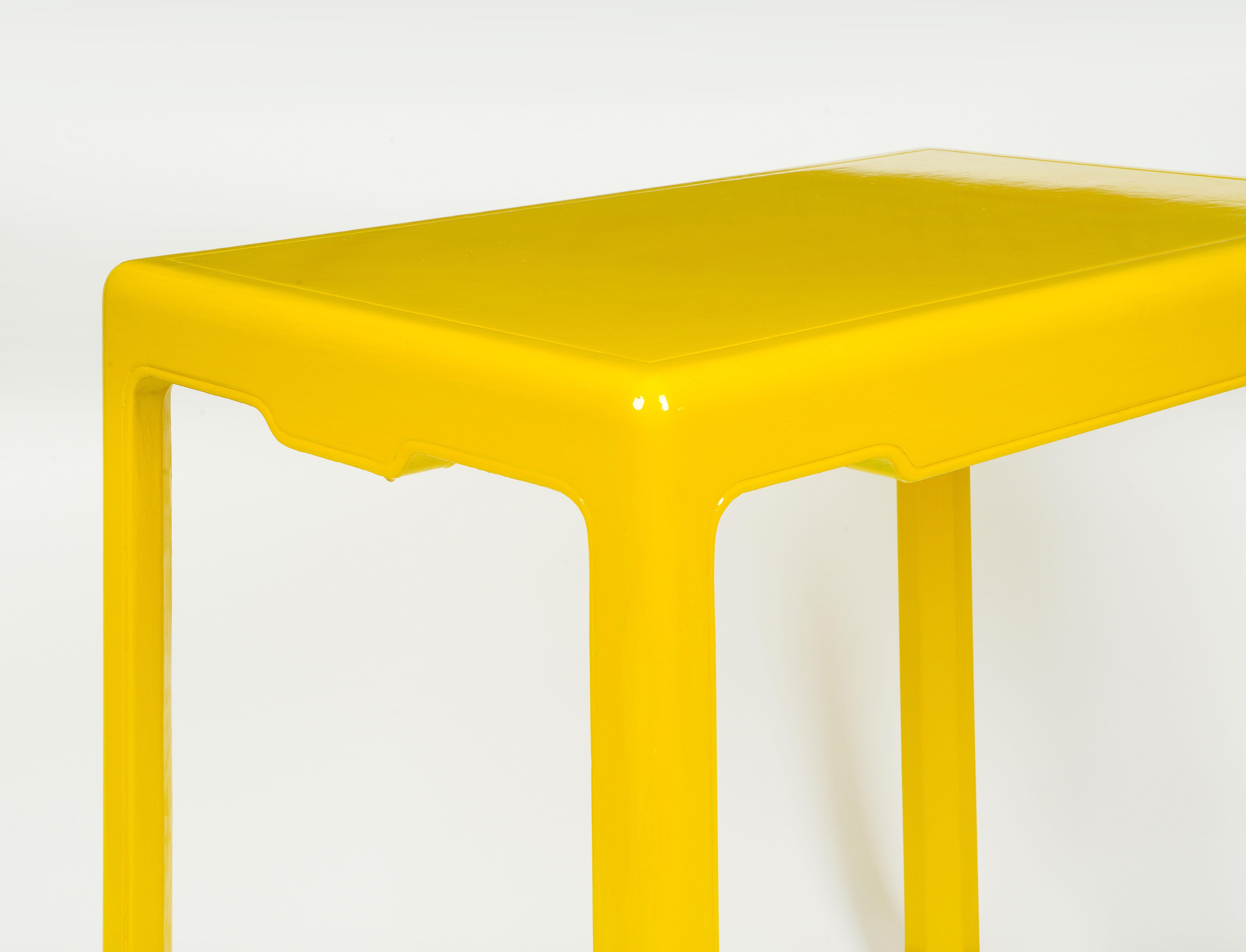 Wood A Ming Style Yellow Lacquer Console Table For Sale