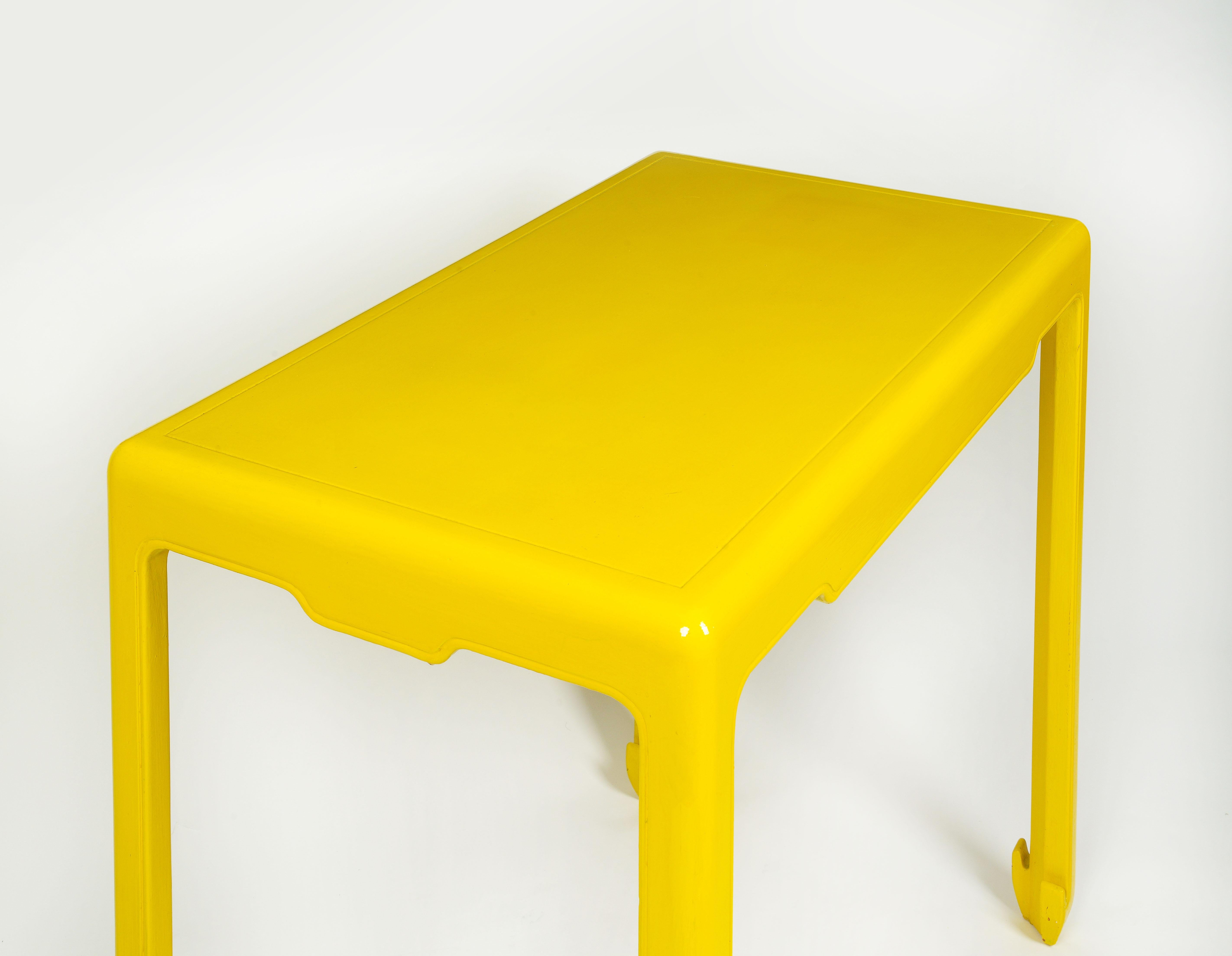 A Ming Style Yellow Lacquer Console Table For Sale 1