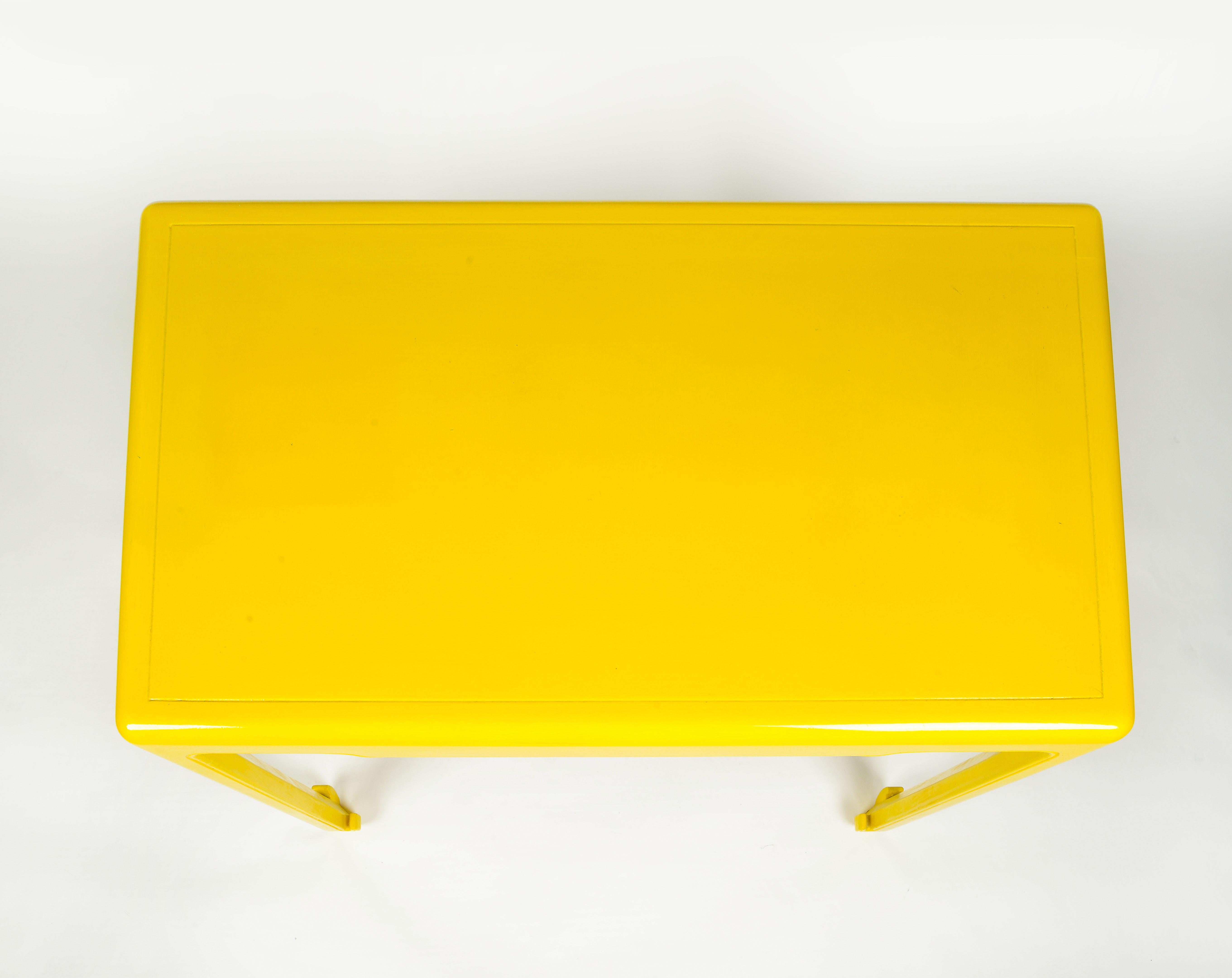 A Ming Style Yellow Lacquer Console Table For Sale 2