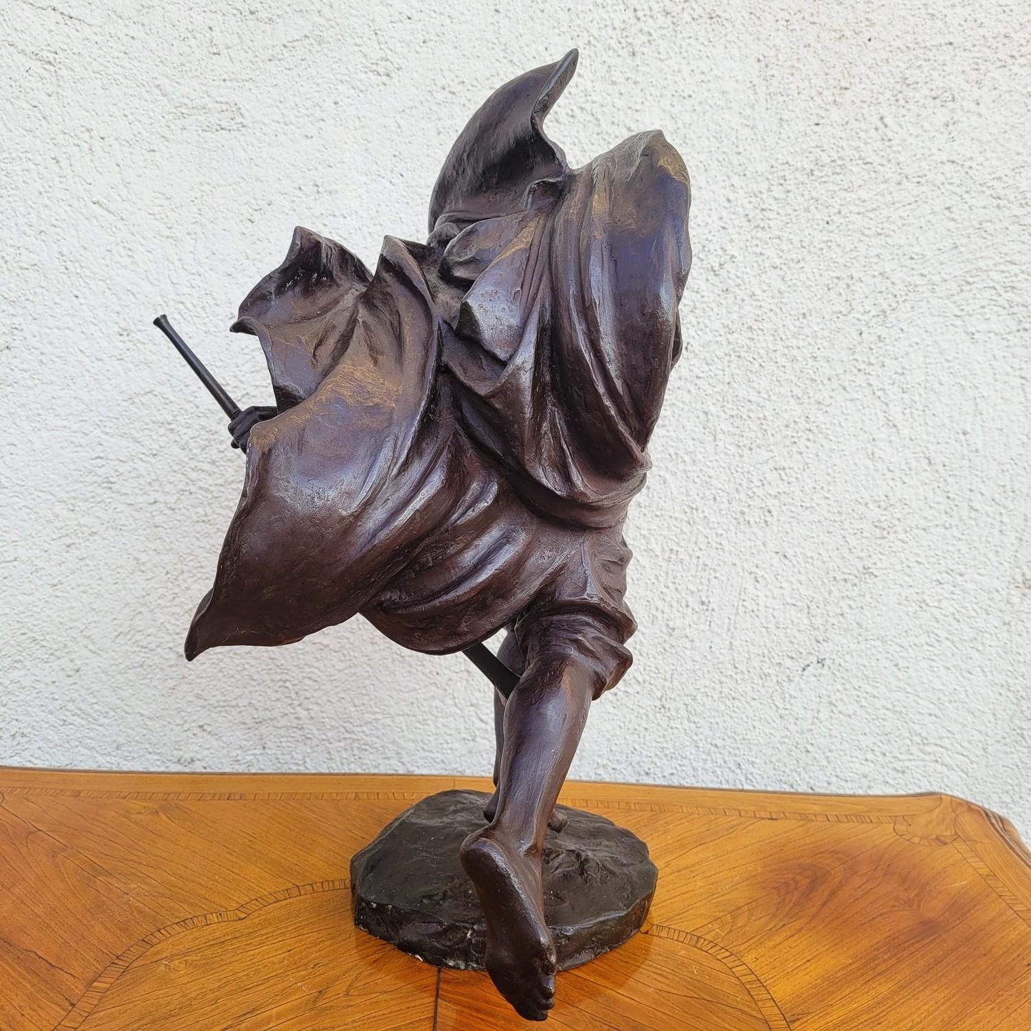 A Miniati, Arab Warrior, Signed Orientalist Bronze, Early 20th Century For Sale 6