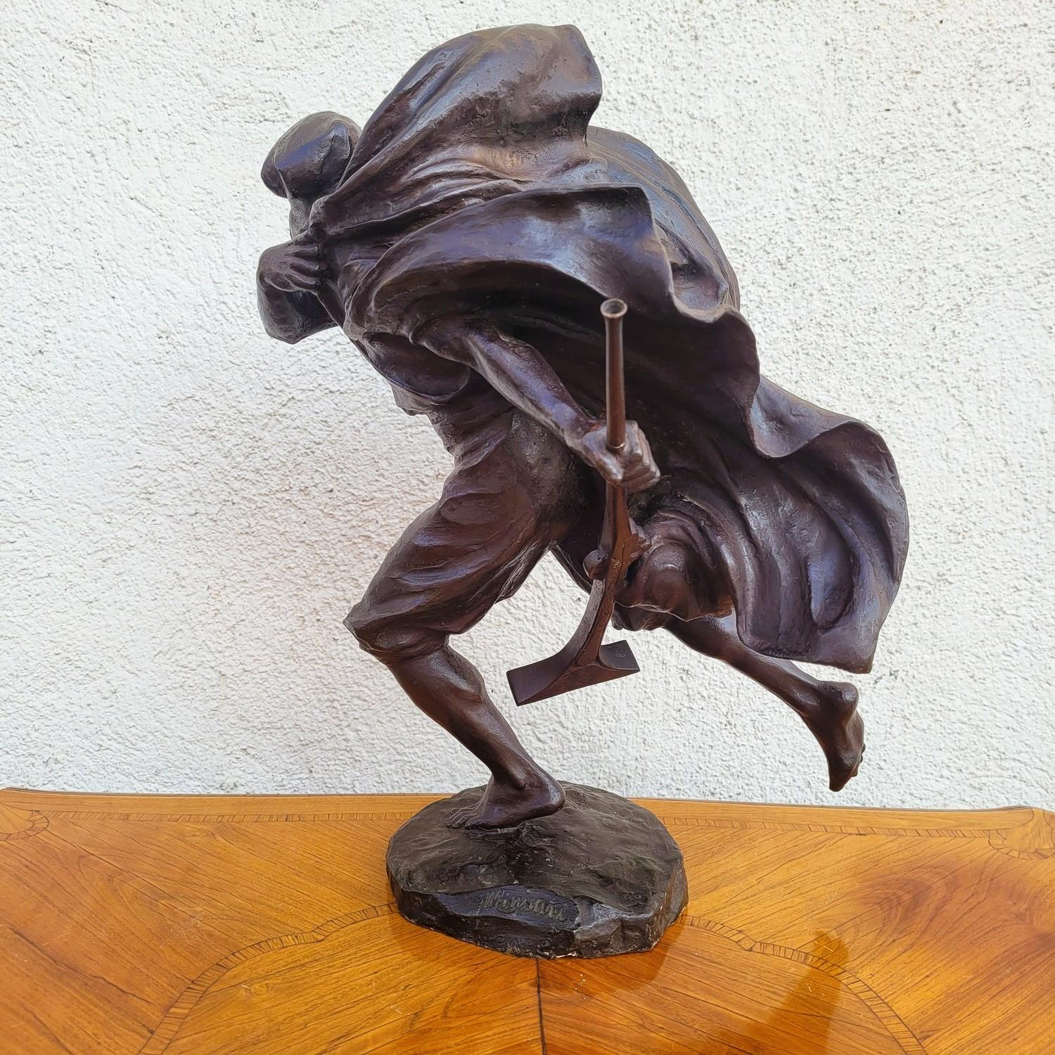 A Miniati, Arab Warrior, Signed Orientalist Bronze, Early 20th Century For Sale 3