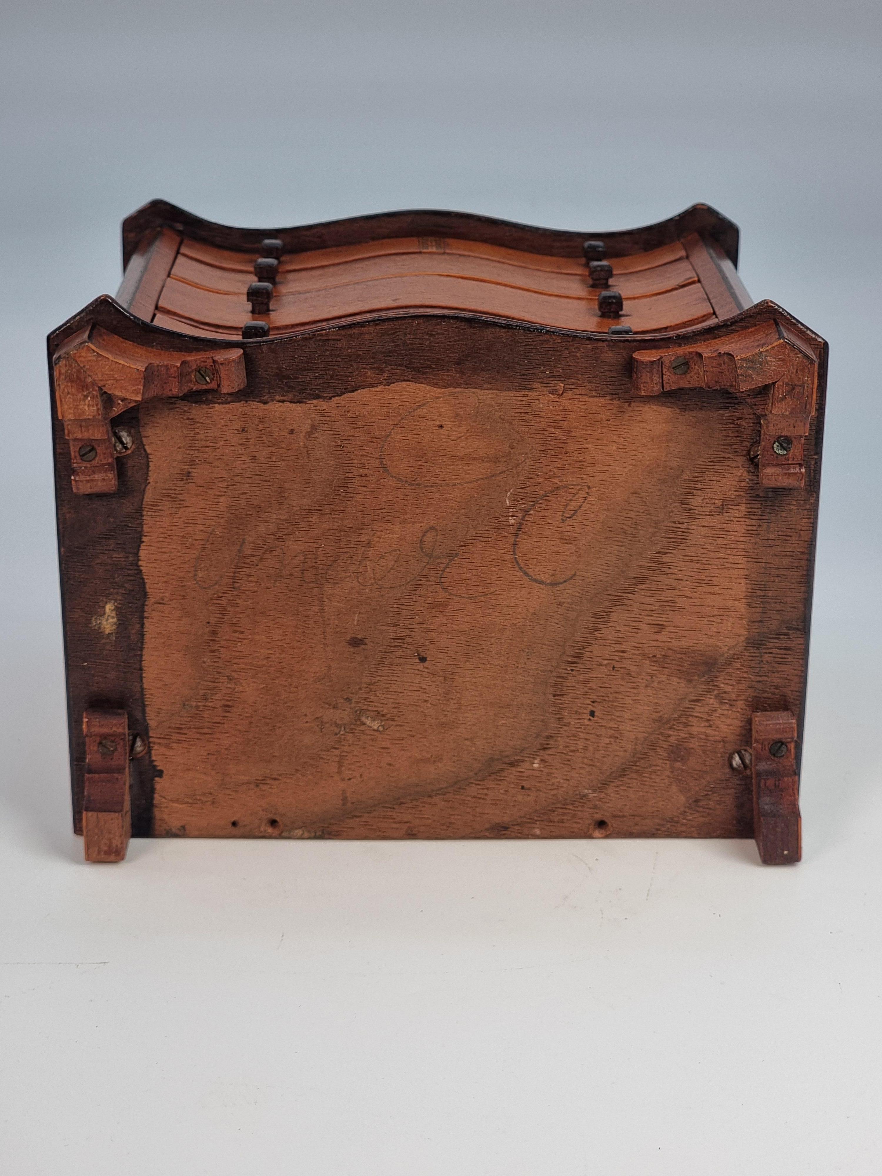 A miniature 18th C style mahogany English serpentine chest of drawers 1907 For Sale 9
