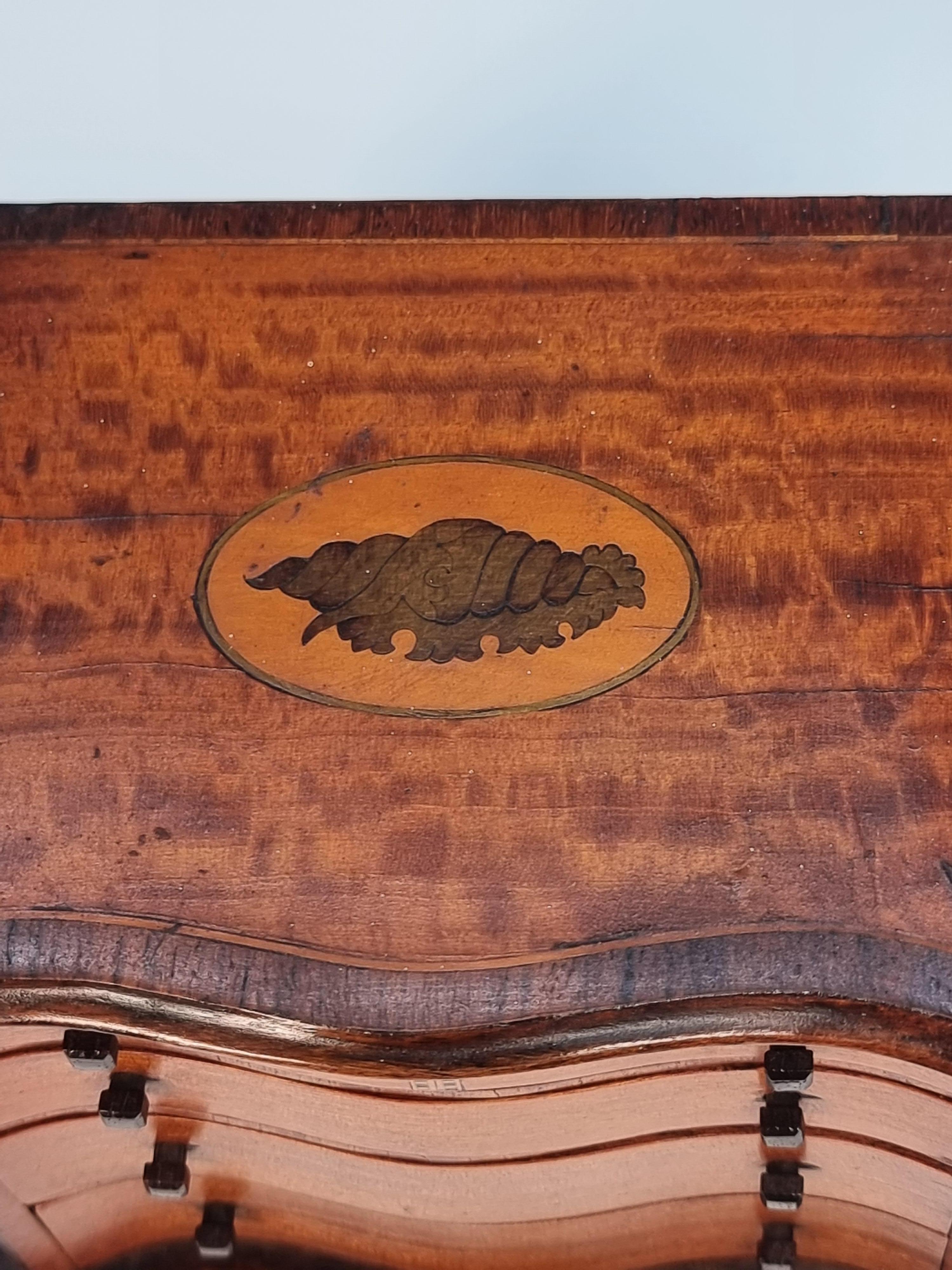 A miniature 18th C style mahogany English serpentine chest of drawers 1907 For Sale 1