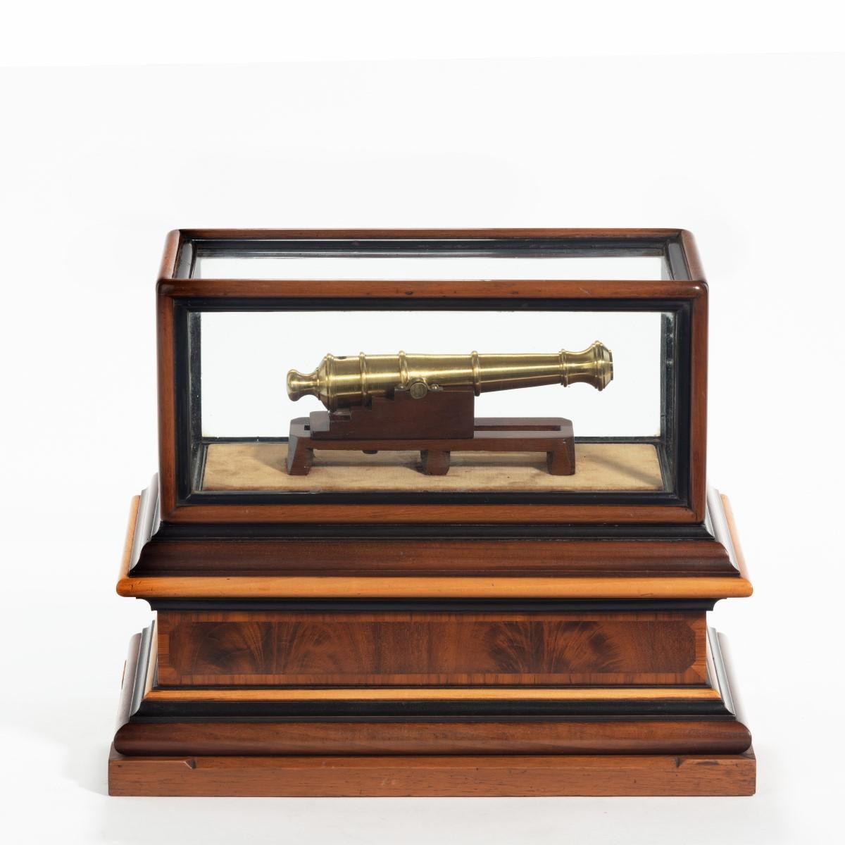 British Miniature Brass Cannon in a Presentation Case For Sale