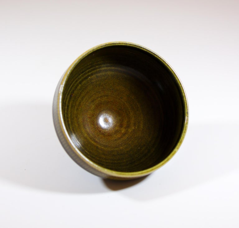 Bol Miniature Berndt Friberg Pour Gustavsberg – Céramique Suédoise, émail Bleu, Vintage