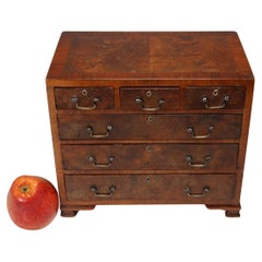 Antique A miniature George II style figured walnut chest of drawers, English circa 1900