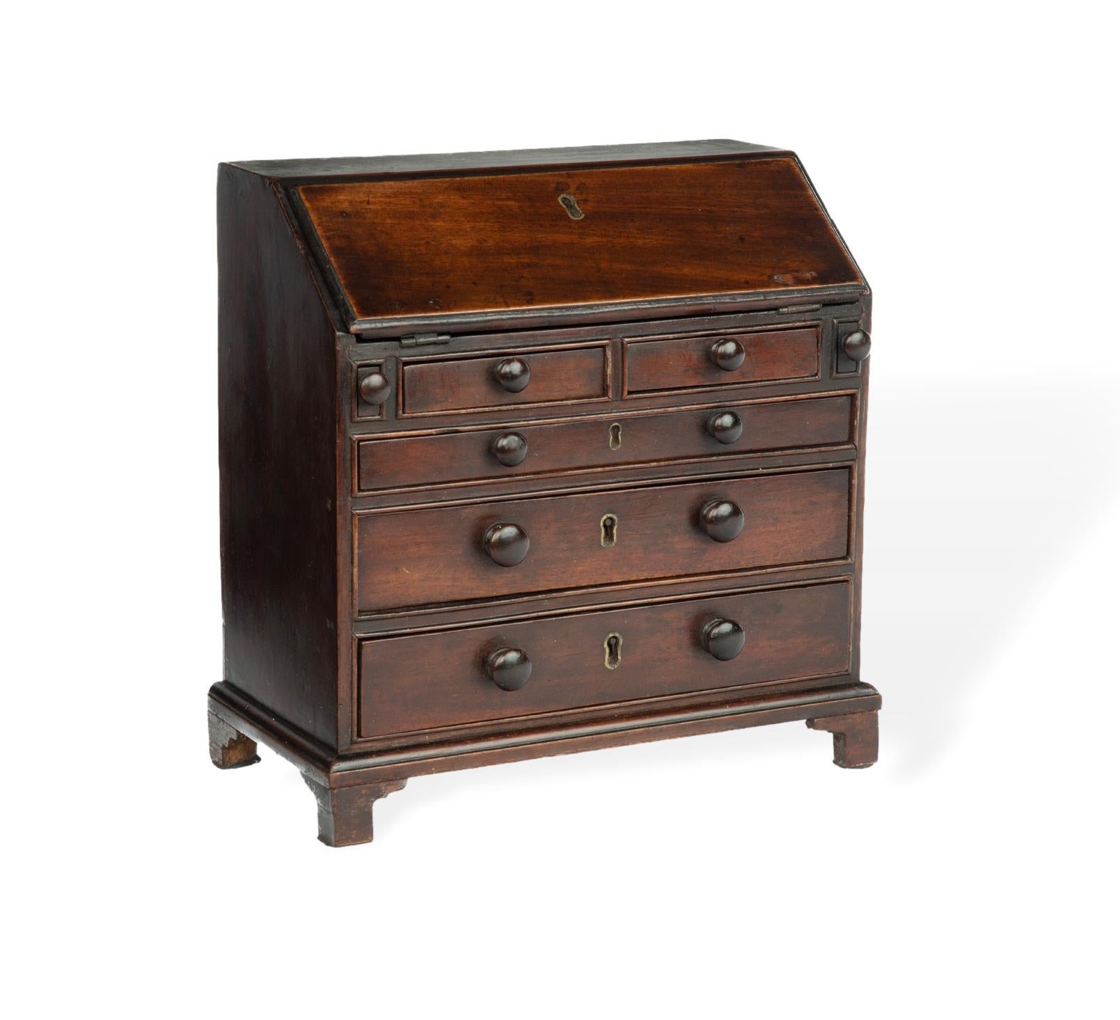 18th Century A miniature George III mahogany bureau For Sale