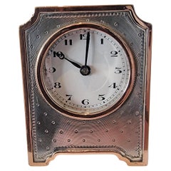 Antique Miniature Silver and Rose Gold Carriage or Boudoir Clock by John Vickery