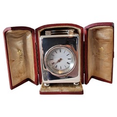 A. Silver Miniature Carriage Clock dans son boîtier d'origine par W. Thornhill