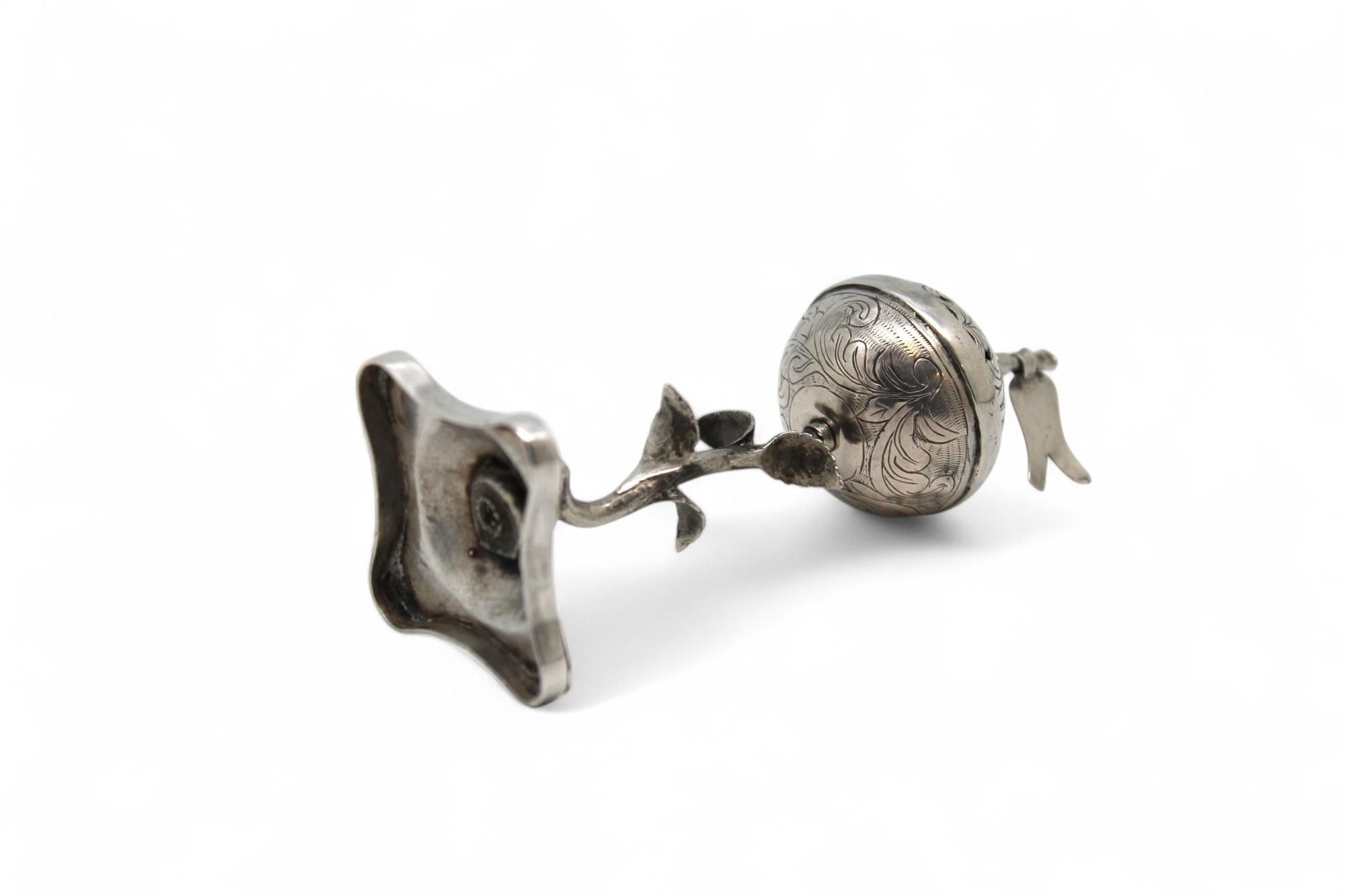 A Miniature Silver Spice Container, Poland-Ukraine Circa 1830 In Good Condition For Sale In New York, NY