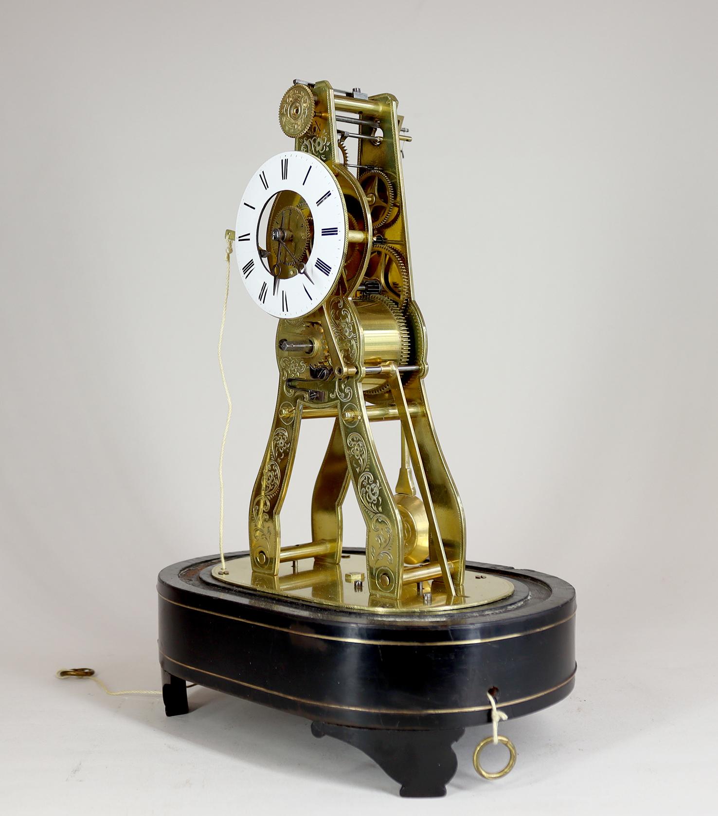 Victorian A Miniature Skeleton Alarm Clock by Victor Athanase Pierret For Sale