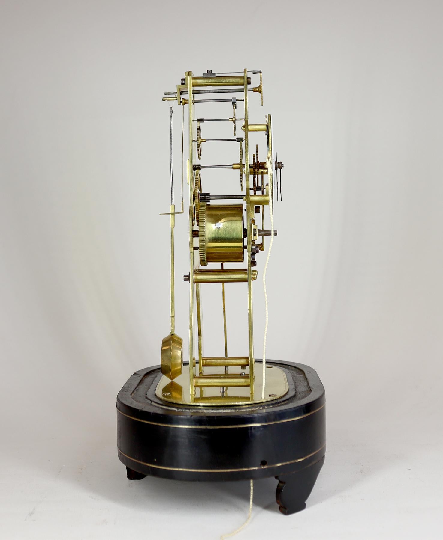 Mid-19th Century A Miniature Skeleton Alarm Clock by Victor Athanase Pierret For Sale