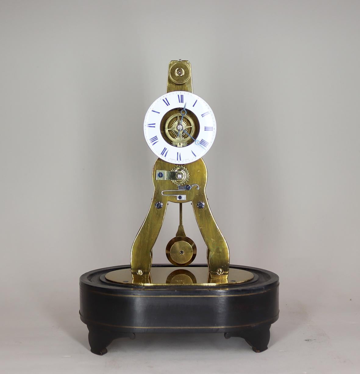 Industrial A Miniature Skeleton Mantel Clock By Victor Athanase Pierret For Sale