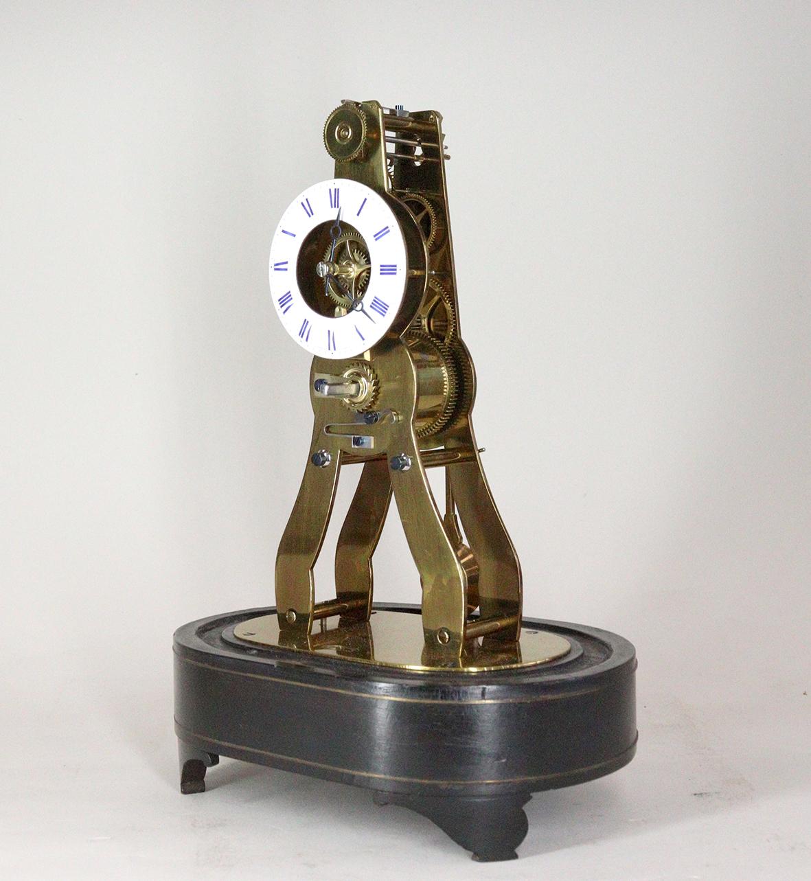 French A Miniature Skeleton Mantel Clock By Victor Athanase Pierret For Sale