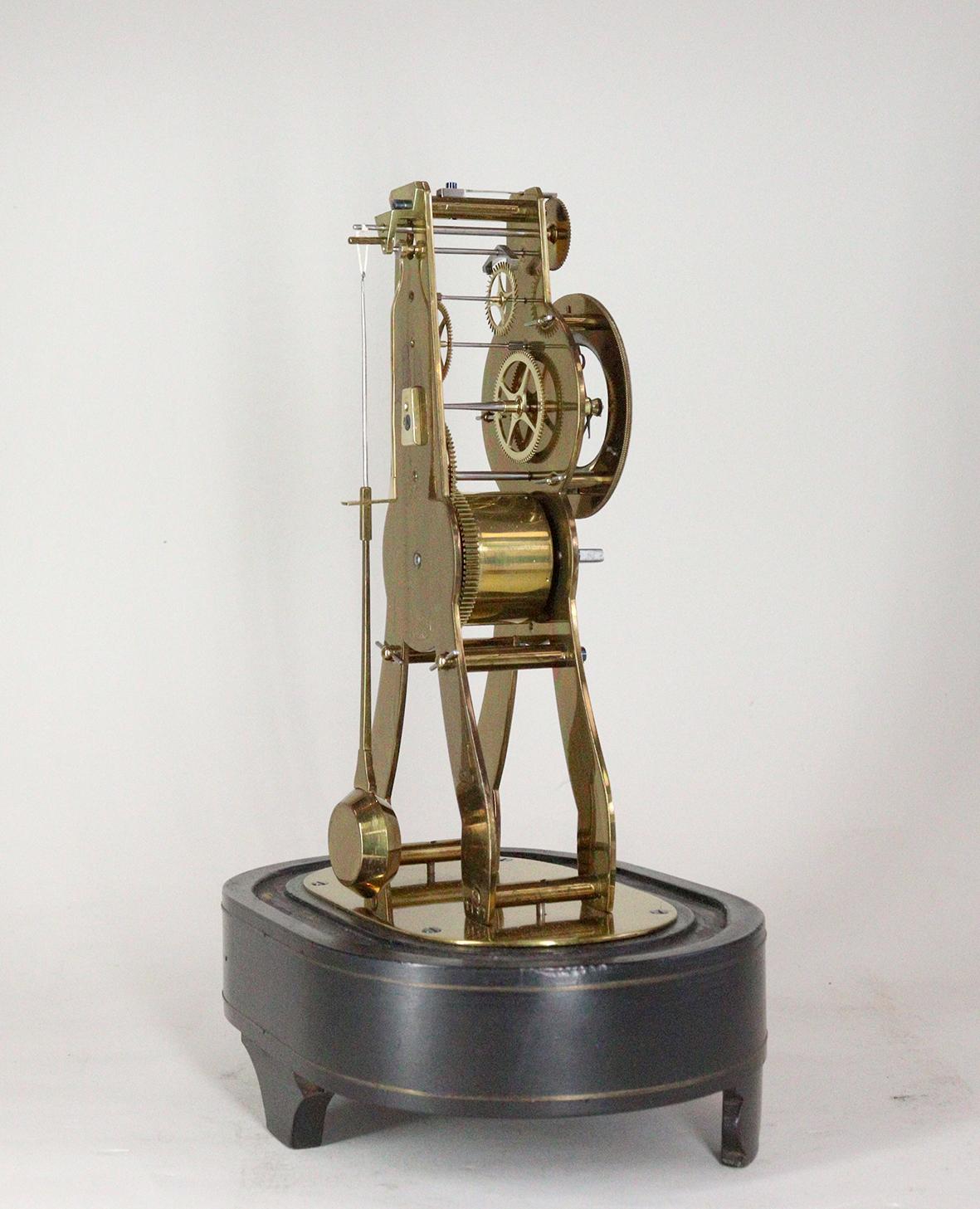 Brass A Miniature Skeleton Mantel Clock By Victor Athanase Pierret For Sale