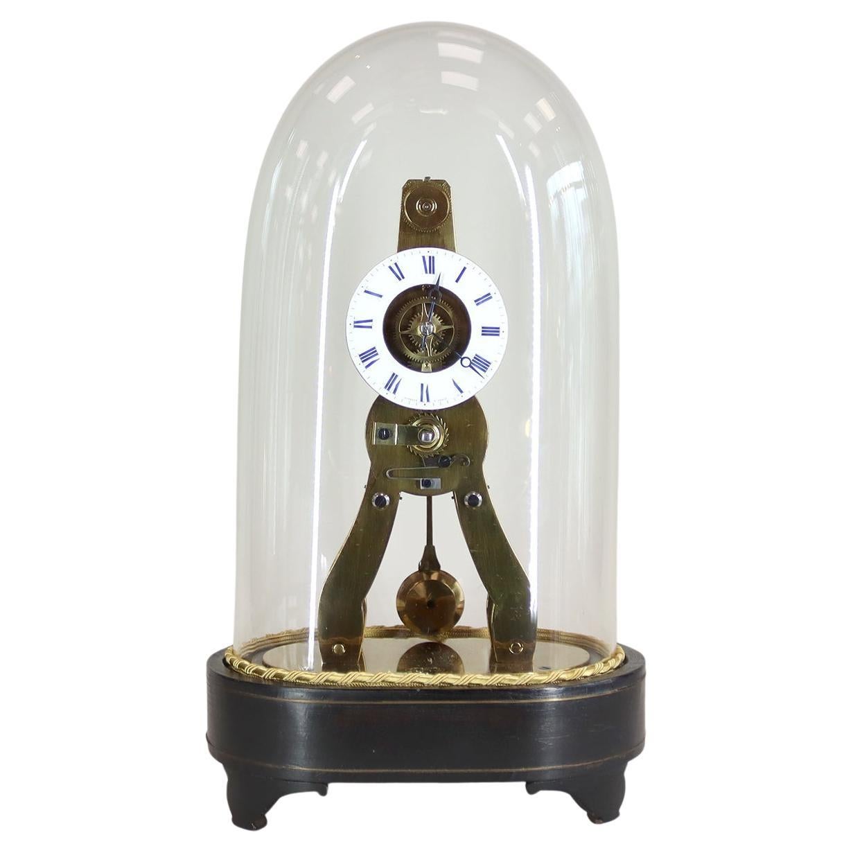 A Miniature Skeleton Mantel Clock By Victor Athanase Pierret For Sale
