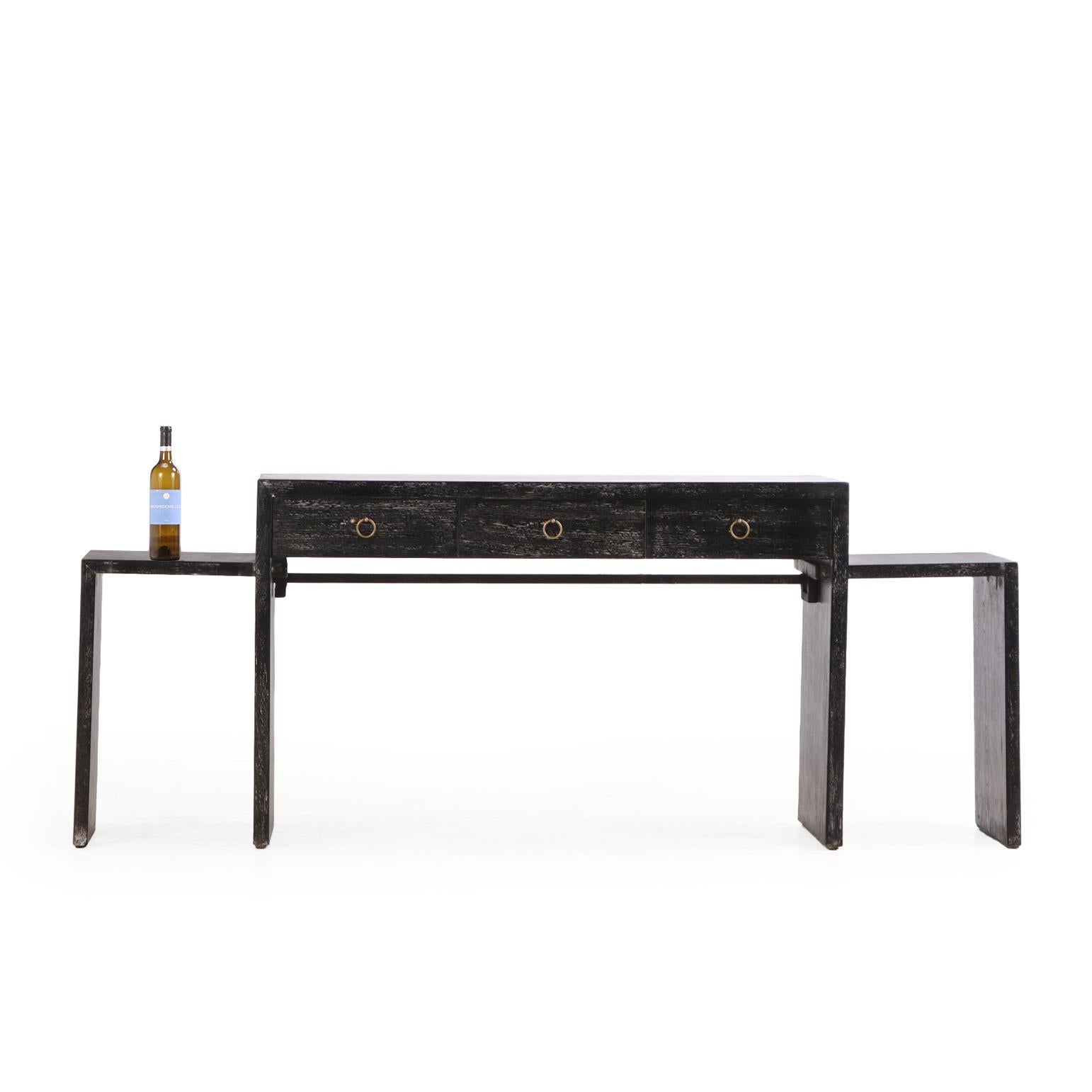 Contemporary A Minimalist Art Deco style Dark Cerused Oak Writing Desk. For Sale