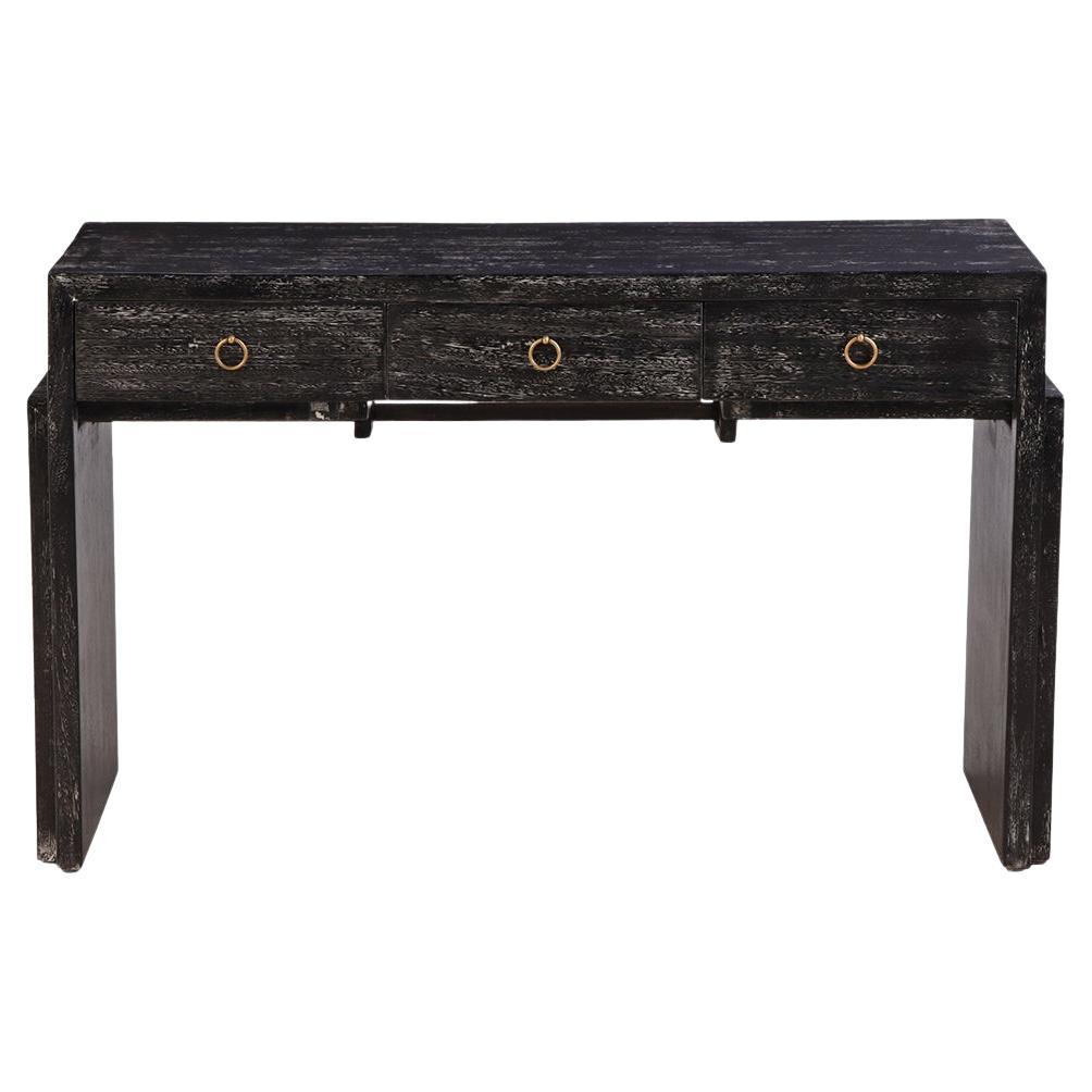 A Minimalist Art Deco style Dark Cerused Oak Writing Desk. For Sale