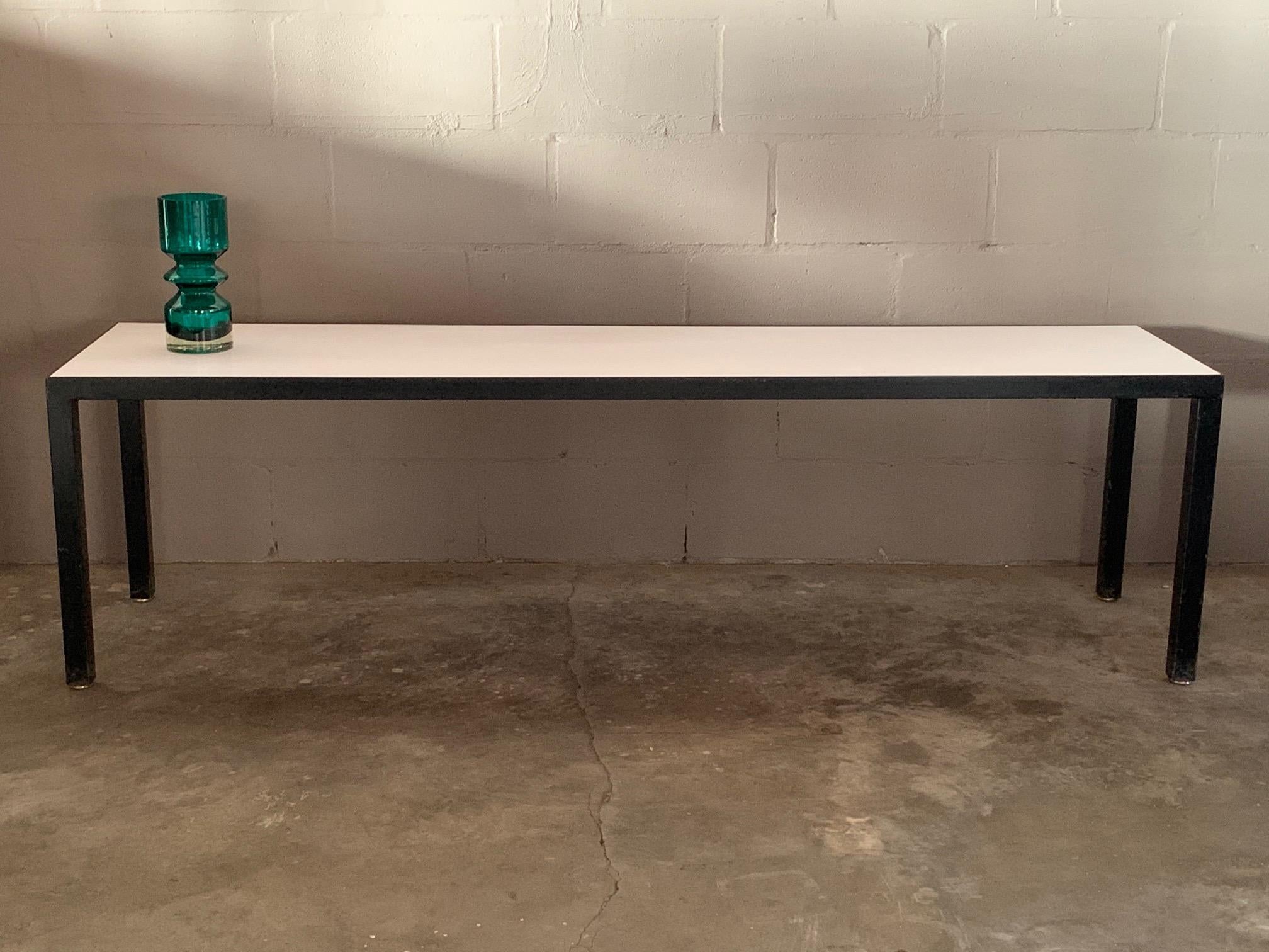 Steel Minimalist Bench and Matching Table by JG Furniture For Sale