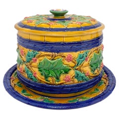 A Minton Majolica Christmas Tureen, Cover, and Stand, English, Dated 1867
