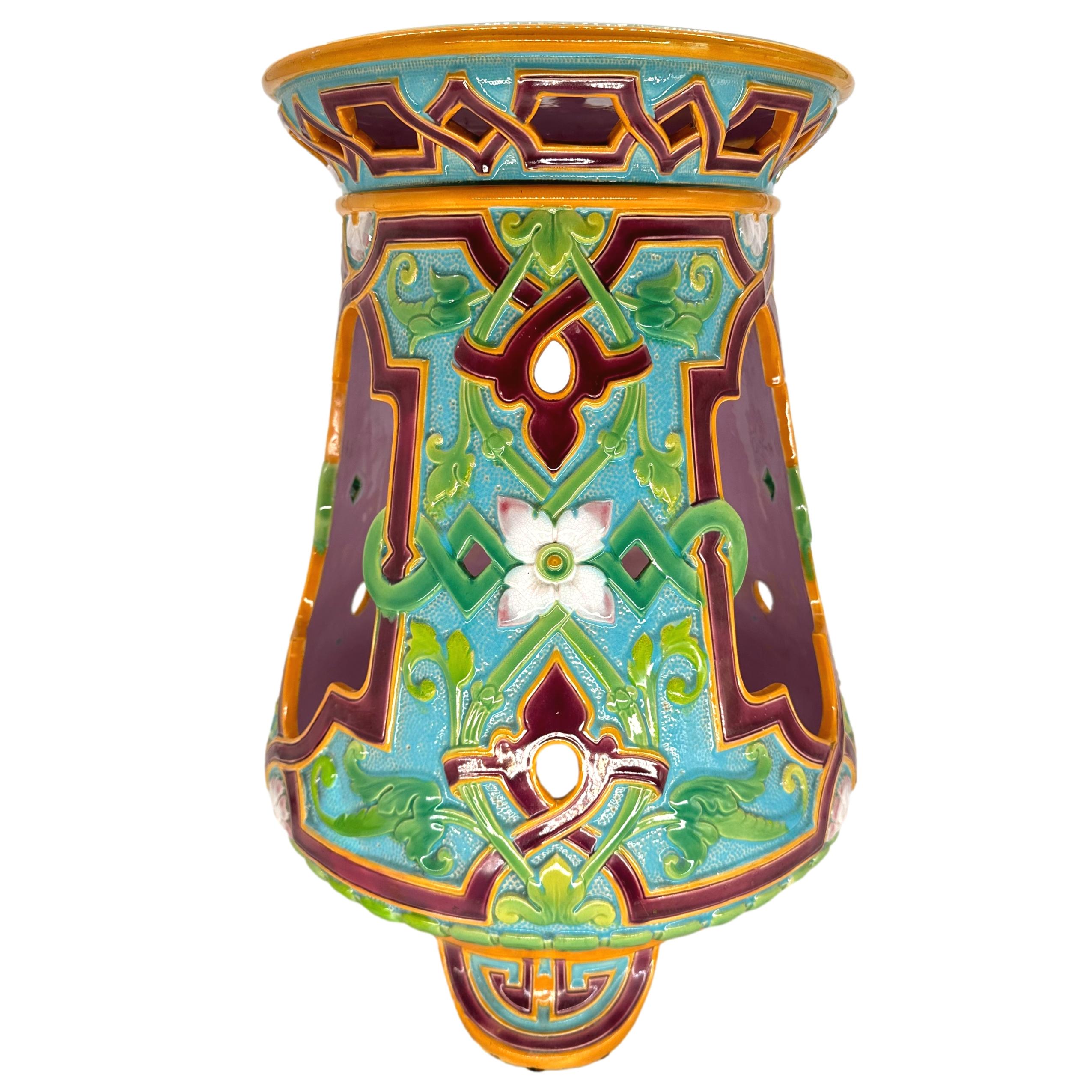 English A Minton Majolica Moorish Design Garden Seat, Turquoise Ground, Dated 1868