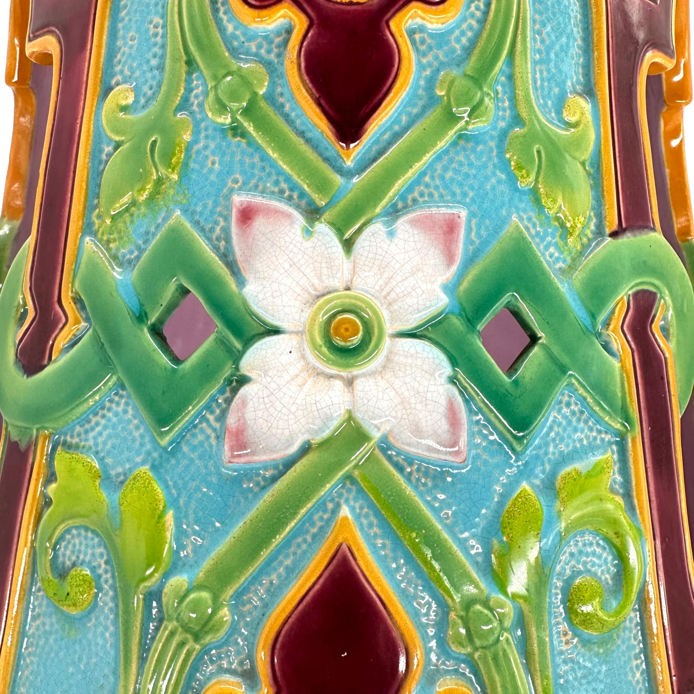 19th Century A Minton Majolica Moorish Design Garden Seat, Turquoise Ground, Dated 1868
