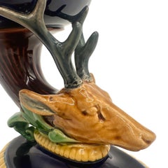 A Minton Majolica Stag's Head Small Taza in Cobalt Blue, English, ca. 1868
