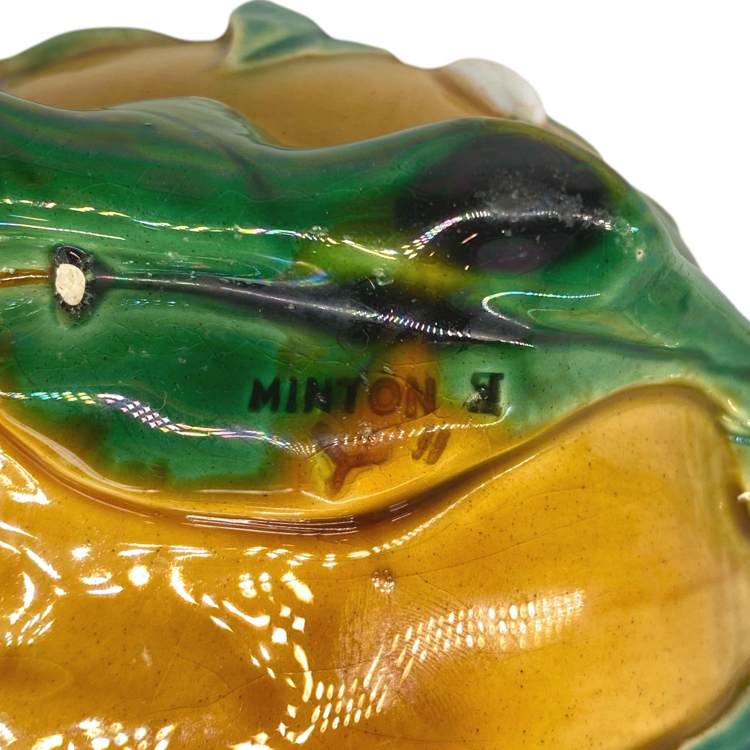 A Minton Majolica Teapot, Gourd-Form with Mushroom Lid, English, Dated 1861 For Sale 11