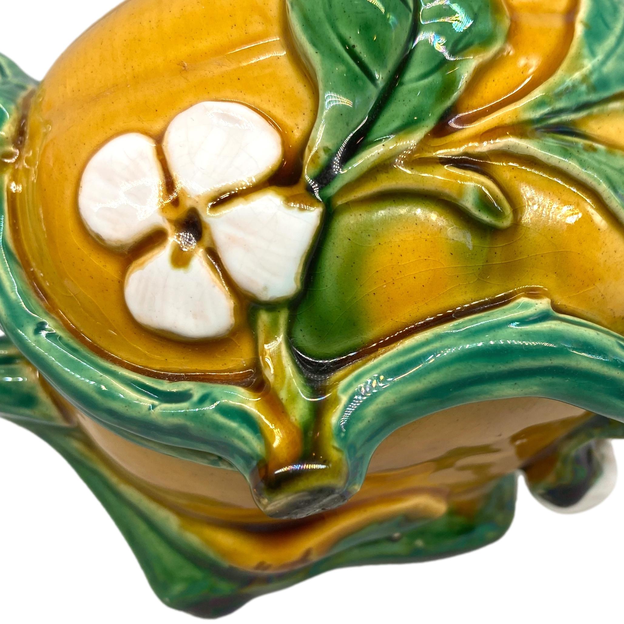 A Minton Majolica Teapot, Gourd-Form with Mushroom Lid, English, Dated 1861 For Sale 2