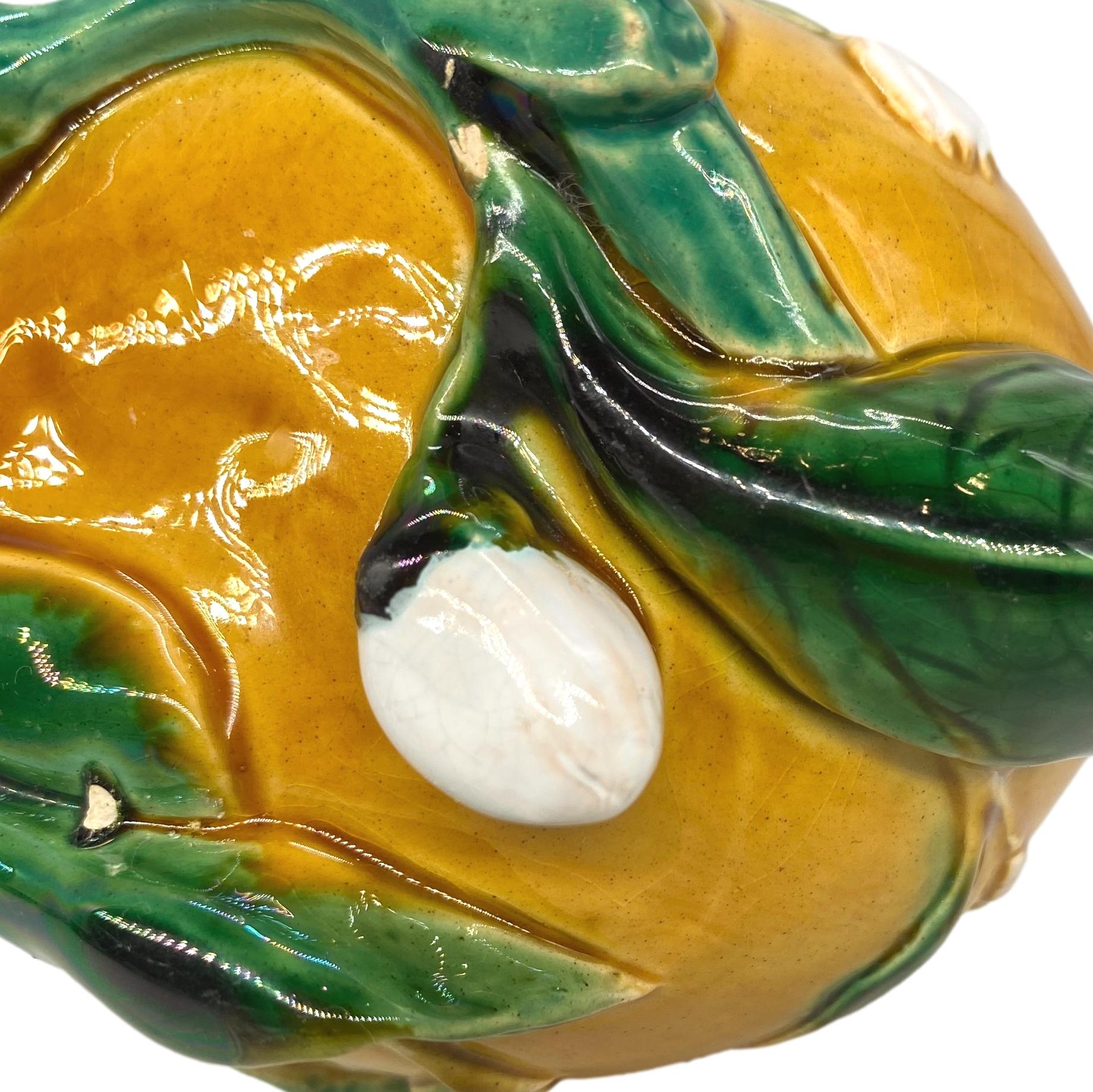 A Minton Majolica Teapot, Gourd-Form with Mushroom Lid, English, Dated 1861 For Sale 3