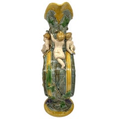 Minton Majolica Wine Ewer Designed by Hugues Protât, English, circa 1875