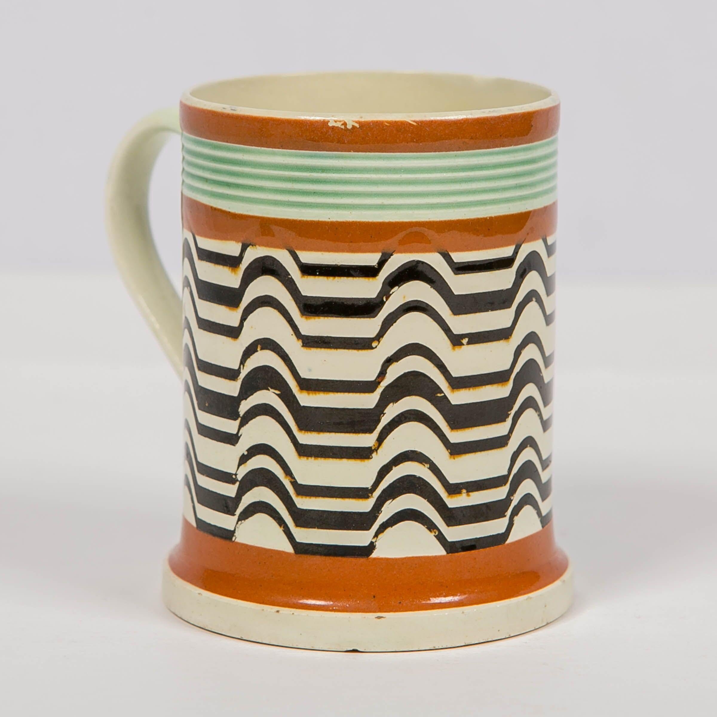 English Mochaware Mug Made by J.& R Clews at the Cobridge Factory, England, circa 1820