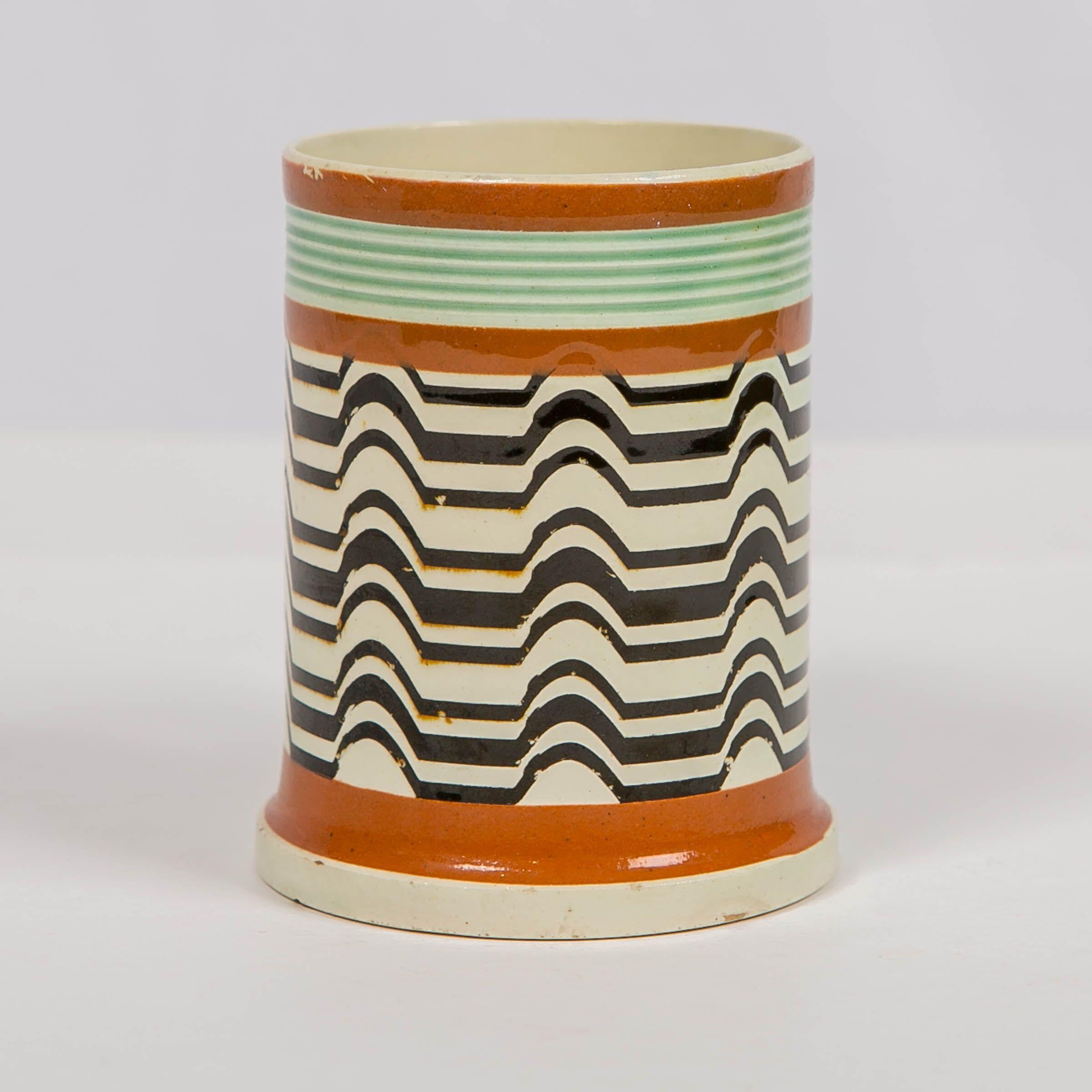 Glazed Mochaware Mug Made by J.& R Clews at the Cobridge Factory, England, circa 1820