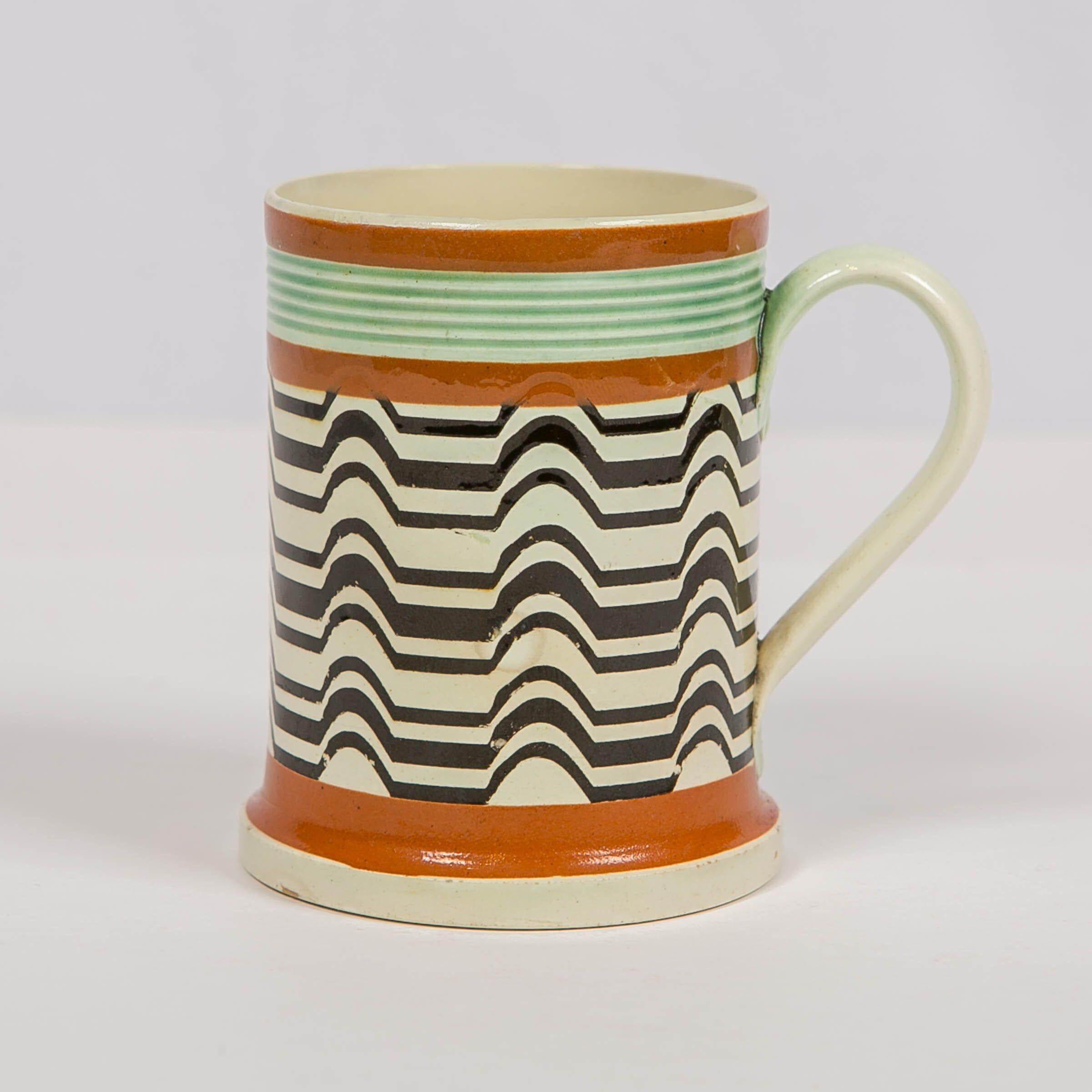 Mochaware Mug Made by J.& R Clews at the Cobridge Factory, England, circa 1820 In Good Condition In Katonah, NY