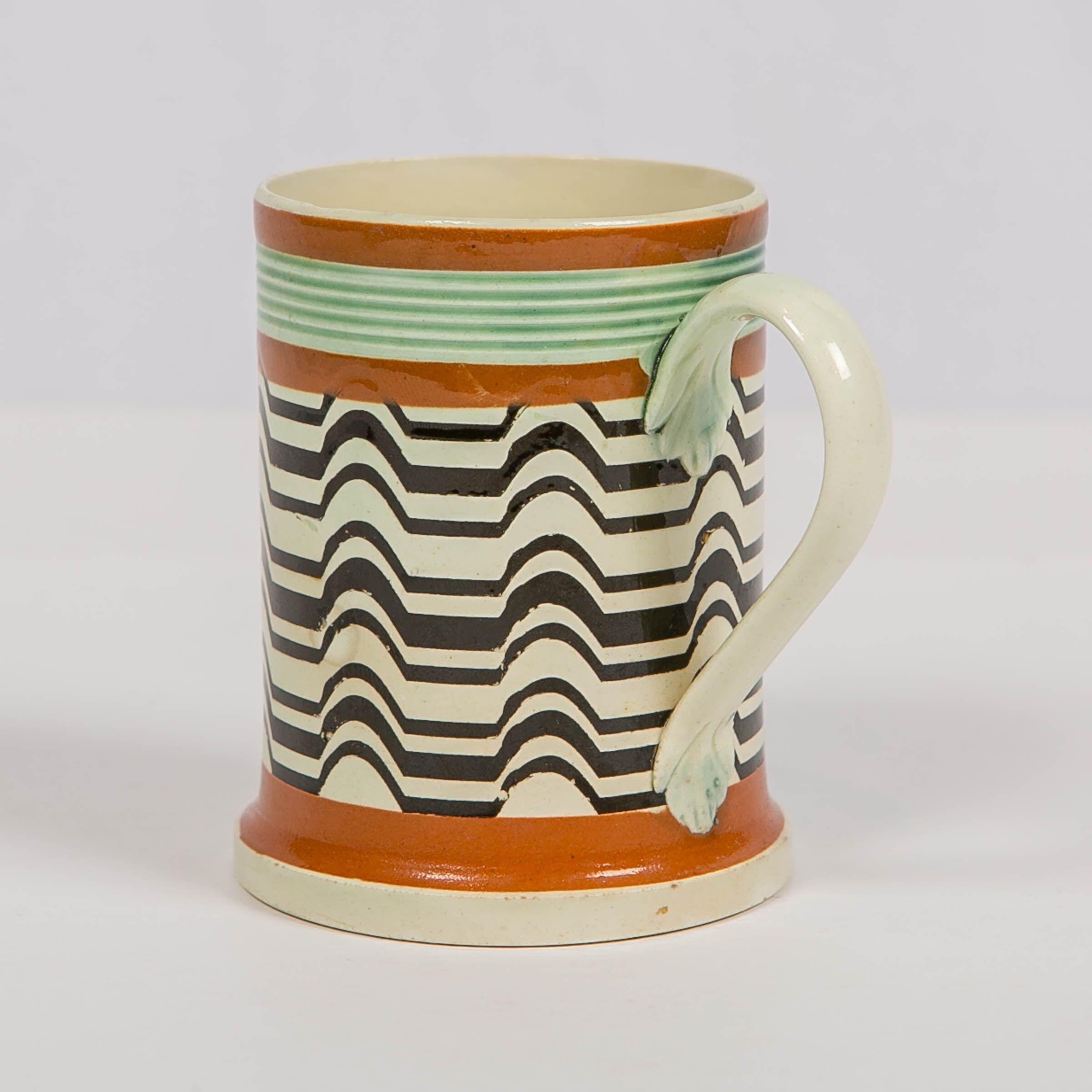 19th Century Mochaware Mug Made by J.& R Clews at the Cobridge Factory, England, circa 1820