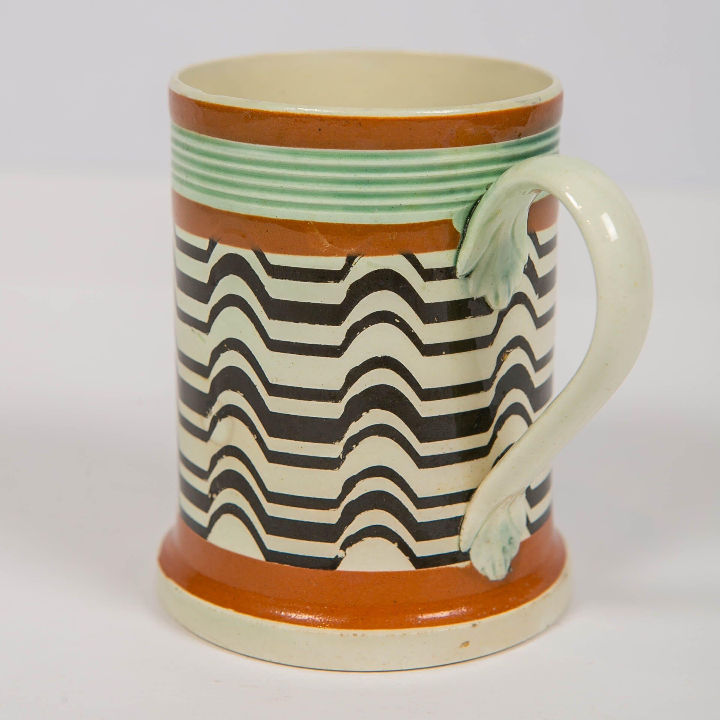 Earthenware Mochaware Mug Made by J.& R Clews at the Cobridge Factory, England, circa 1820