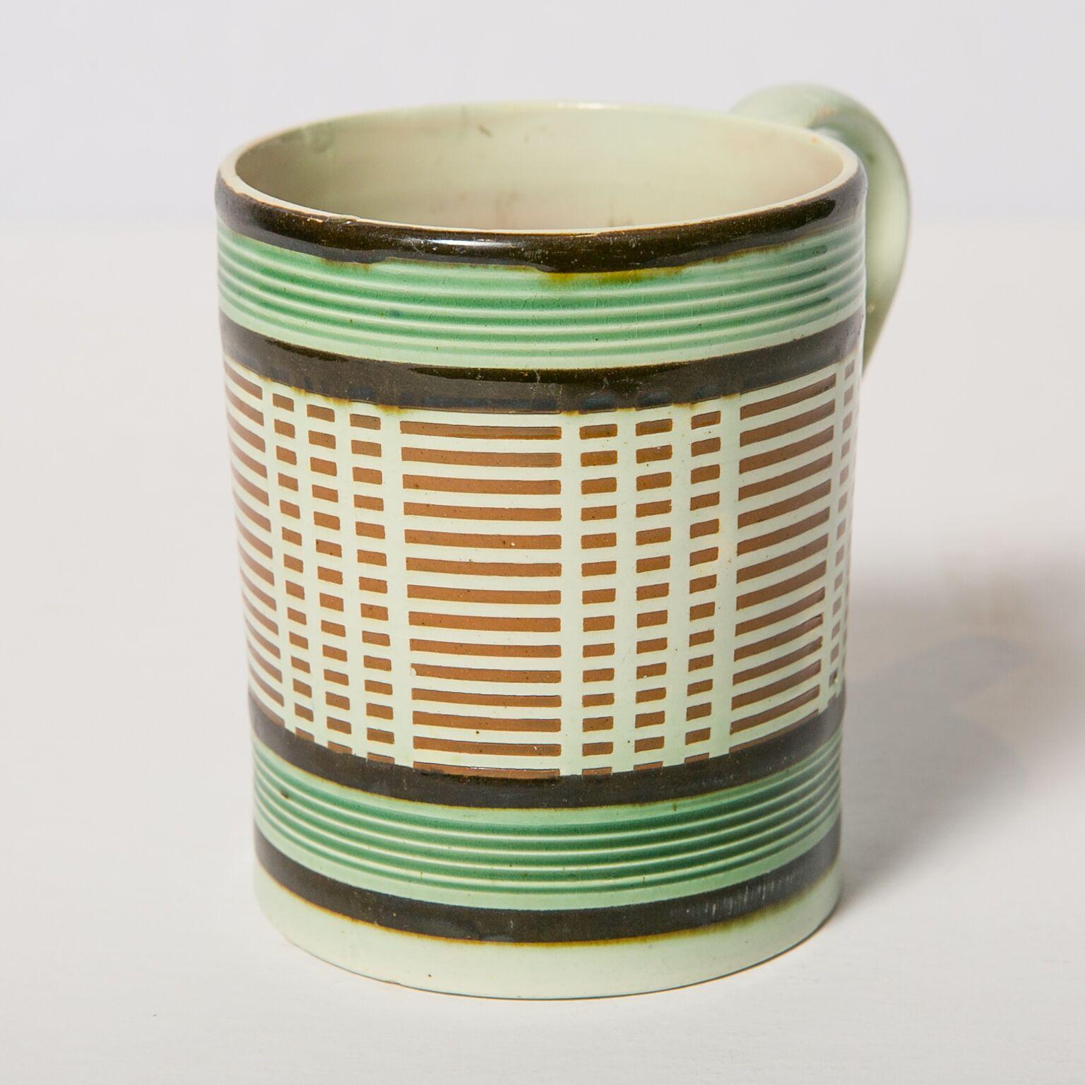 Folk Art Mochaware Mug with a Geometric Pattern, England, circa 1815