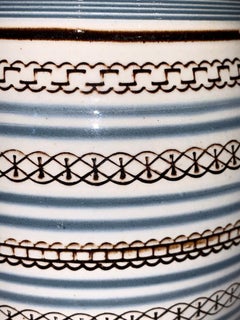 Mochaware Pitcher Slip Banded Light Blue and Midnight Brown England circa 1830