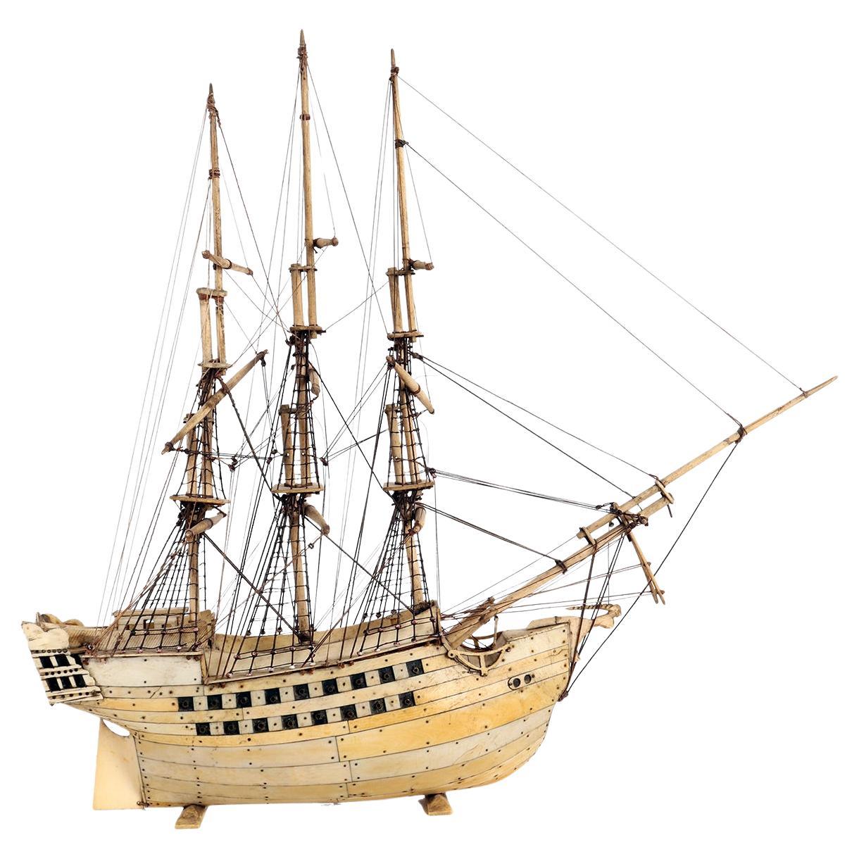 Model of a War Sailing Ship, Made Out of Bone, United Kingdom, 1793-1815