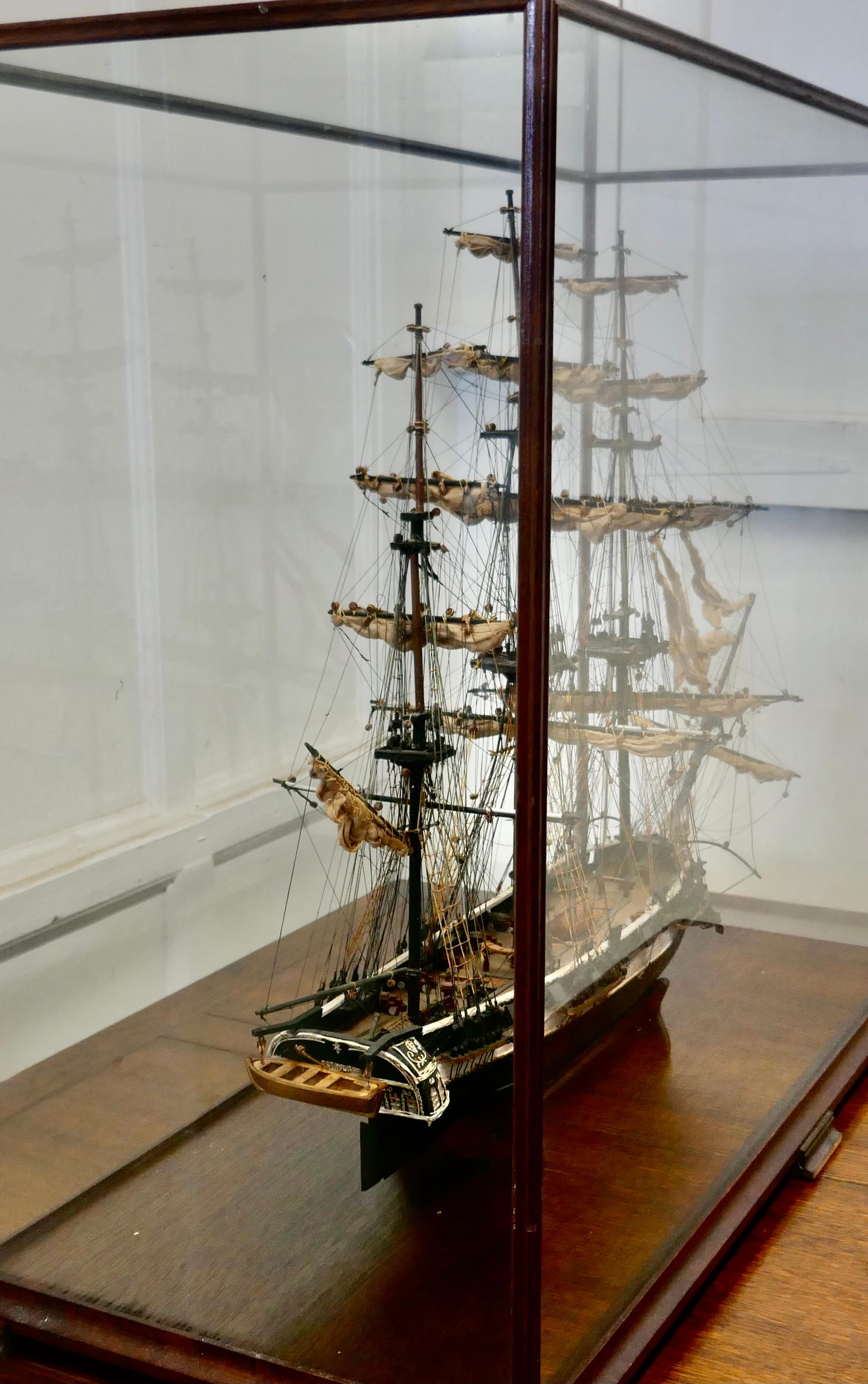 Beaux Arts Model of the French Ship Astrolabe in Display Case