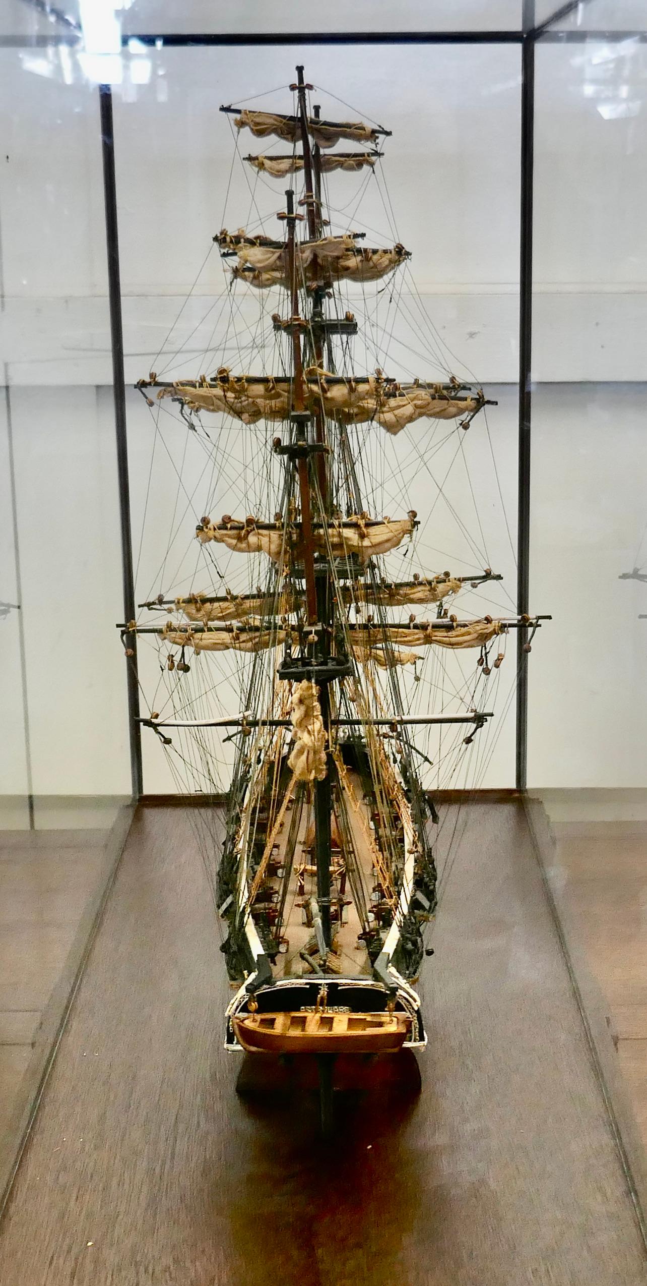 Model of the French Ship Astrolabe in Display Case In Good Condition In Chillerton, Isle of Wight