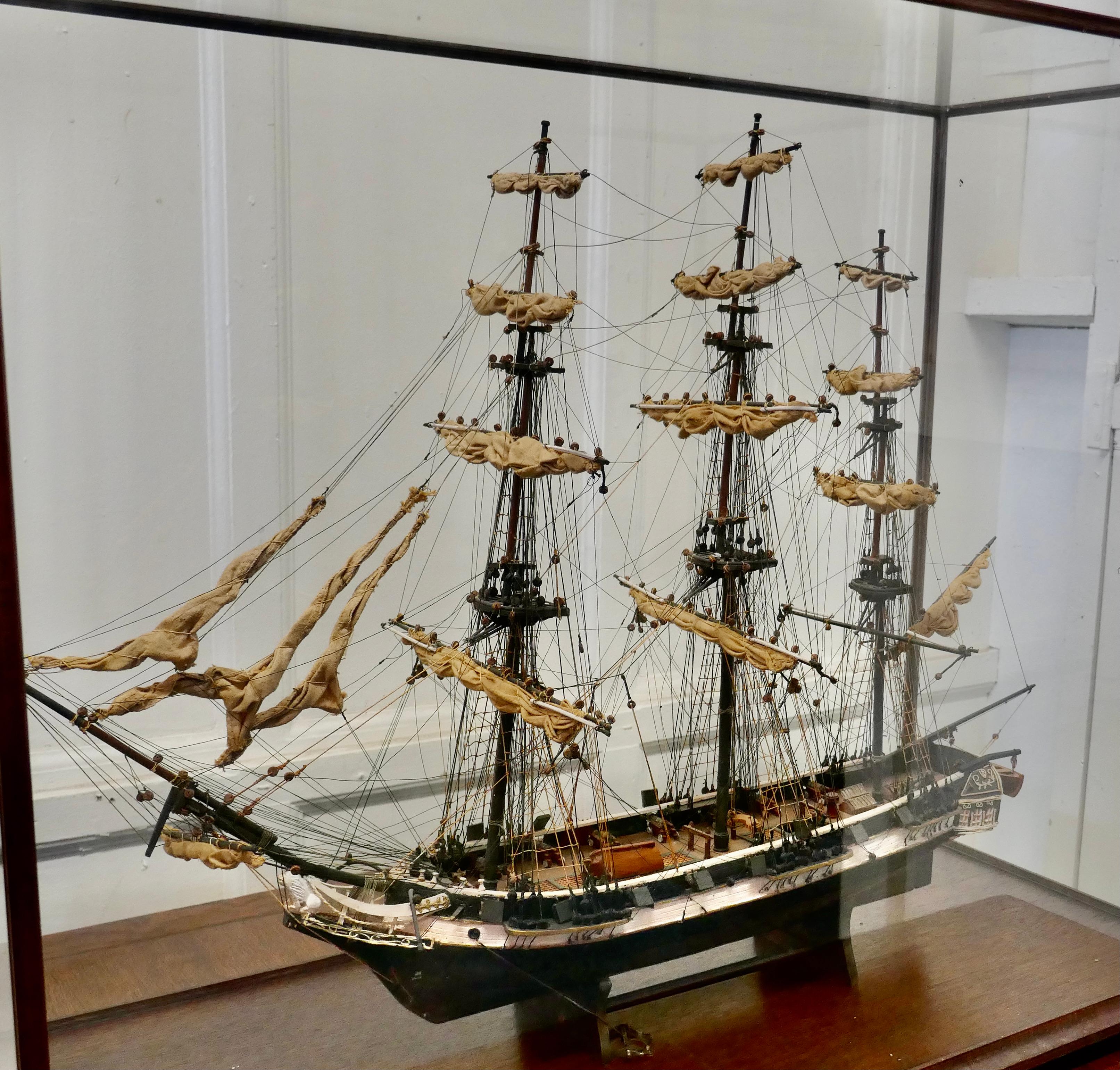 19th Century Model of the French Ship Astrolabe in Display Case