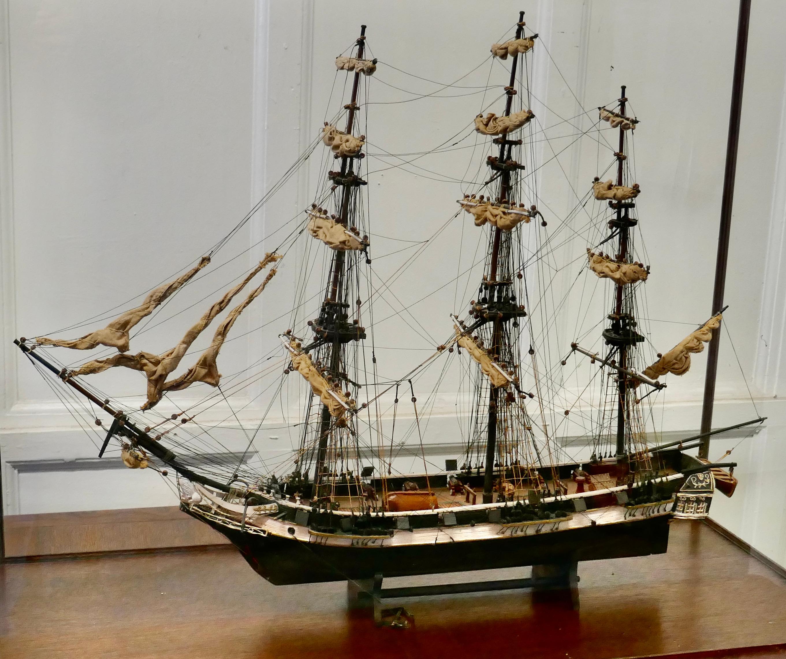 Wood Model of the French Ship Astrolabe in Display Case