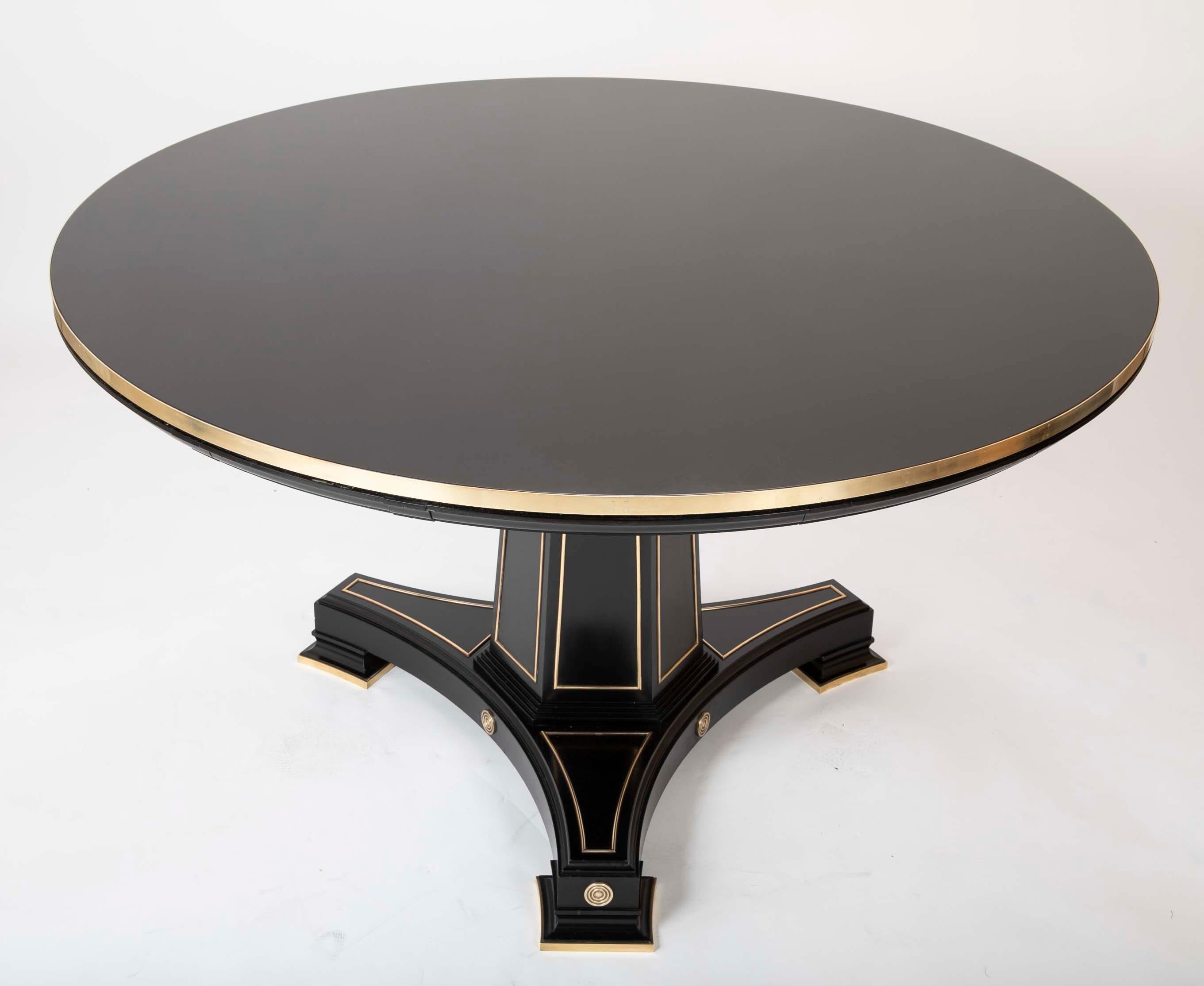Modern Brass Mounted Empire Style Expandable Dining Table by David Linley 11