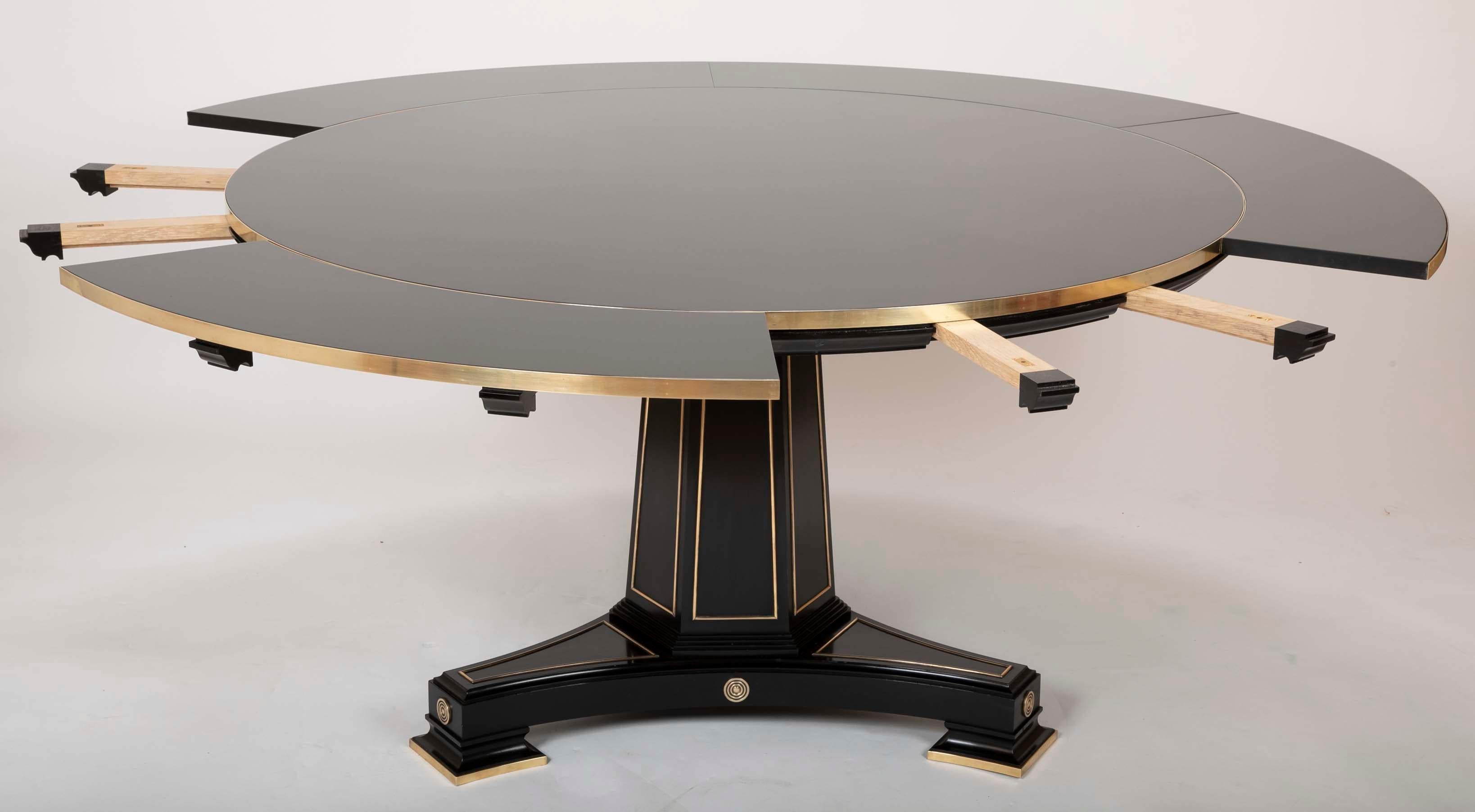Late 20th Century Modern Brass Mounted Empire Style Expandable Dining Table by David Linley