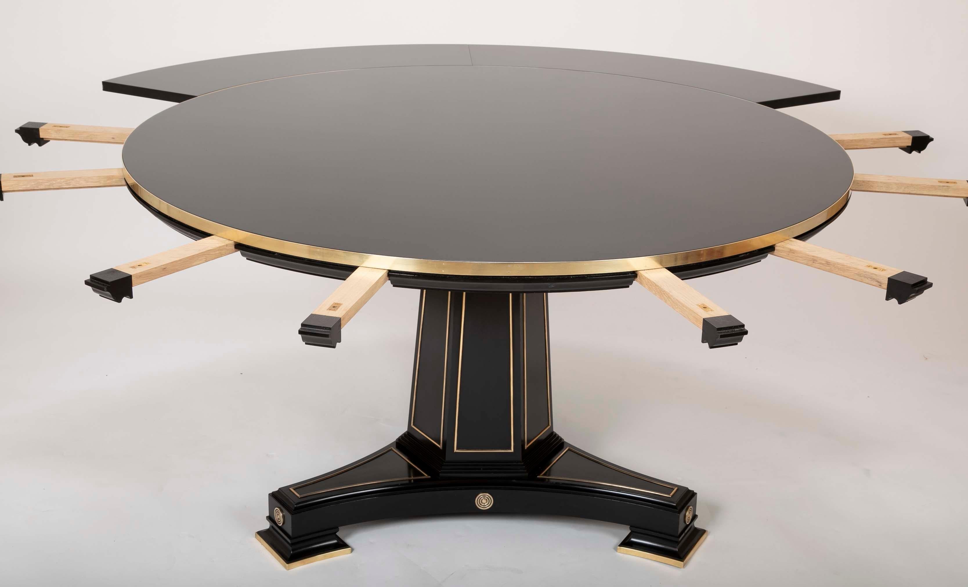 Modern Brass Mounted Empire Style Expandable Dining Table by David Linley 2