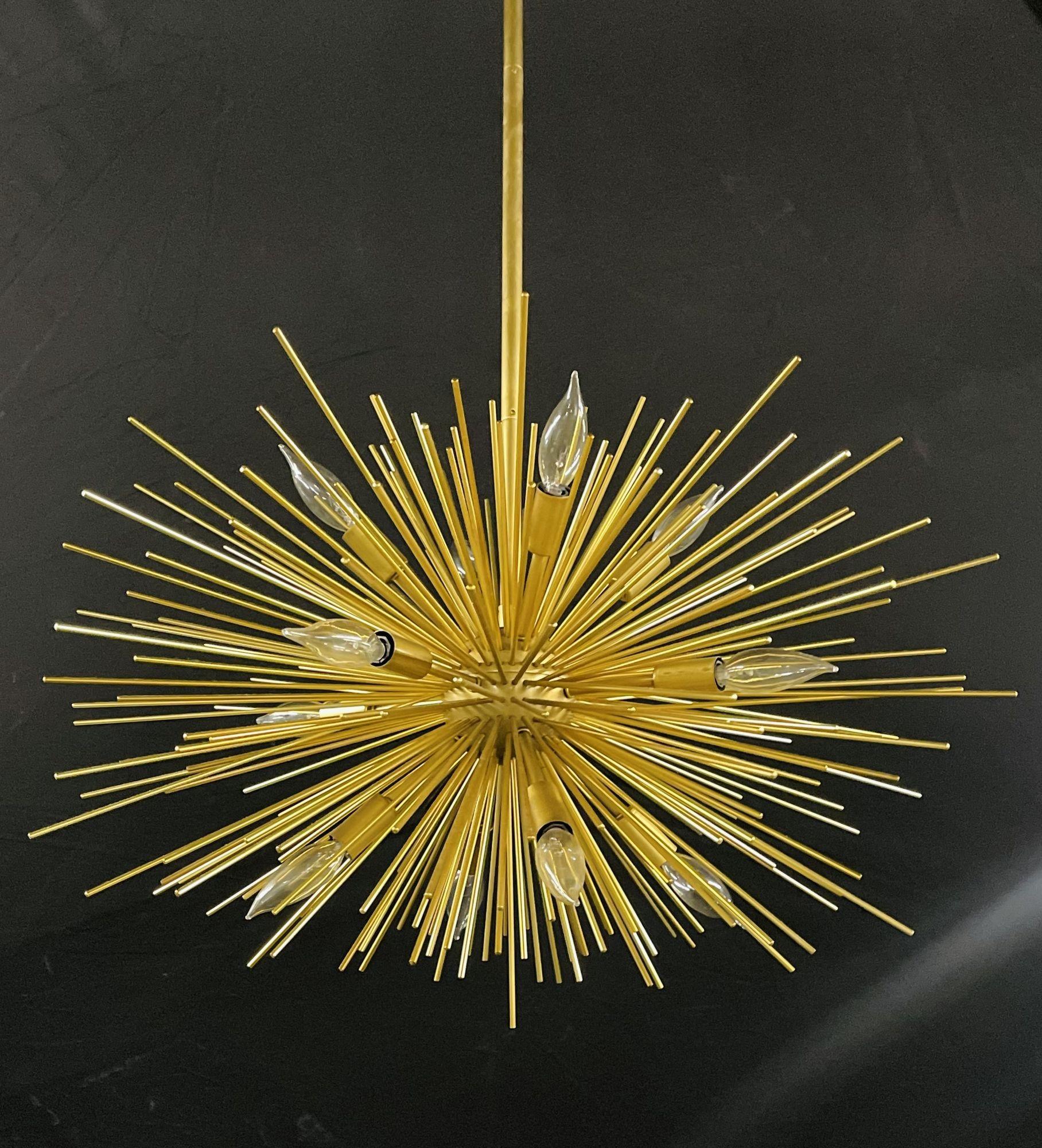American Modern Bronze Sputnik 12 Light Chandelier, Zanadoo, Arteriors