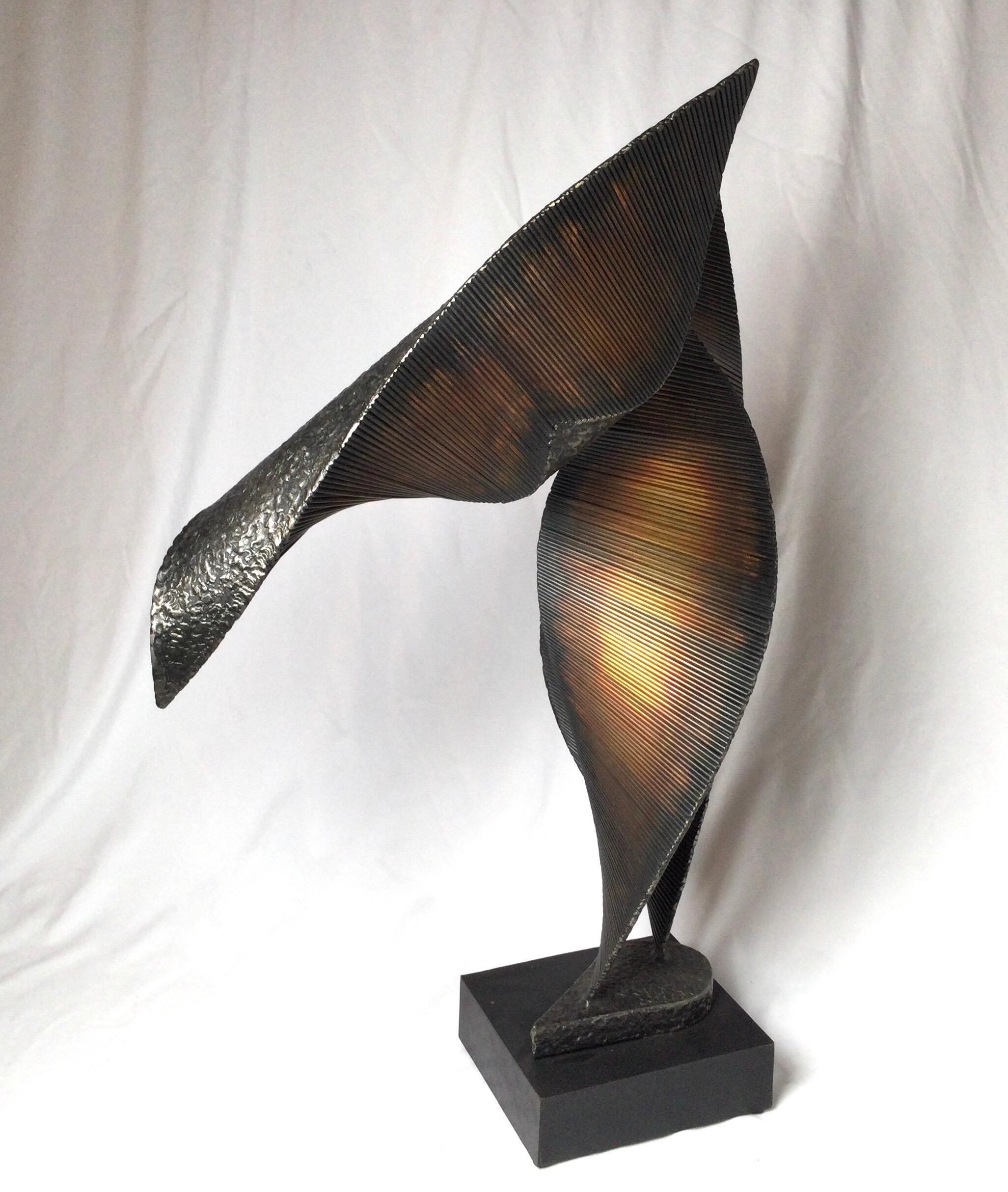20th Century Modern Brutalist Abstract Metal Sculpture Signed Roper