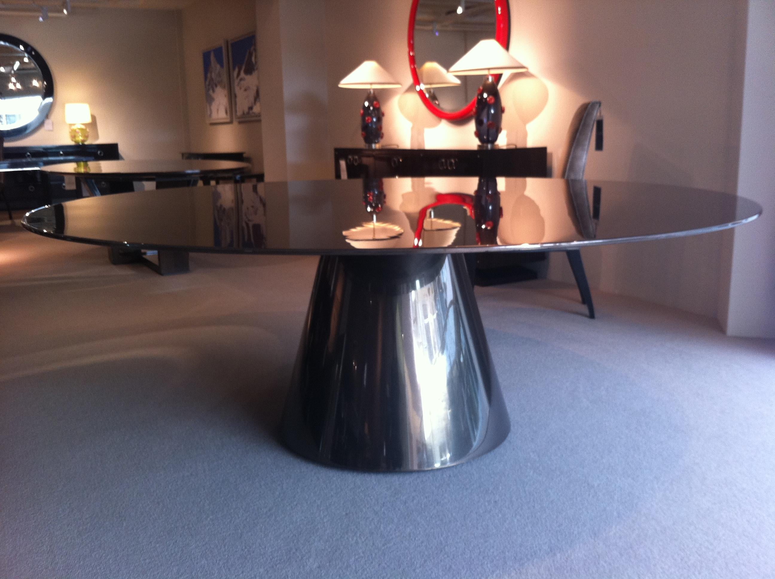 Lacquered Davidson's Modern, Circular Elystan Dining Table in Bronze Finish